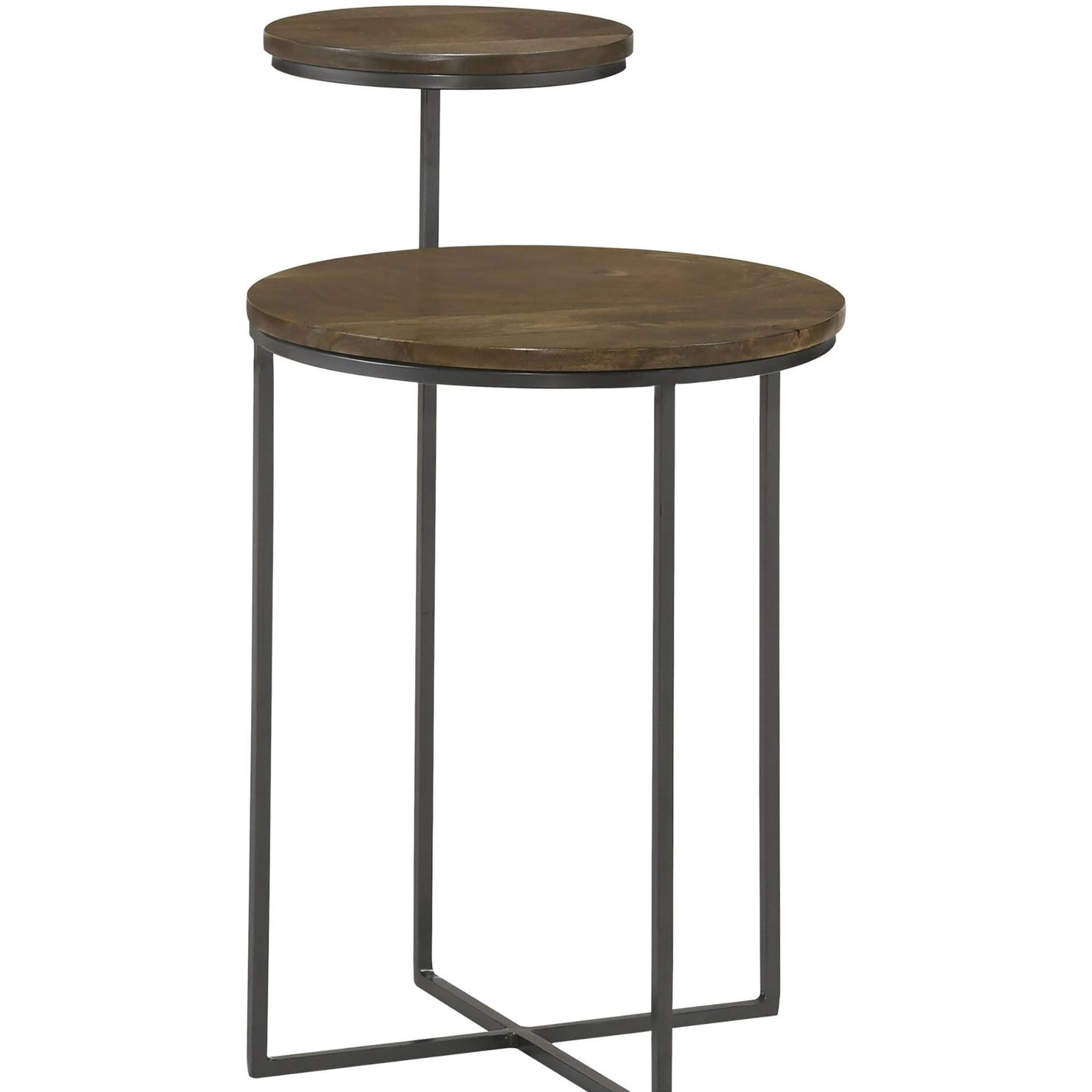 Natural And Gunmetal 2-Tier Accent Table