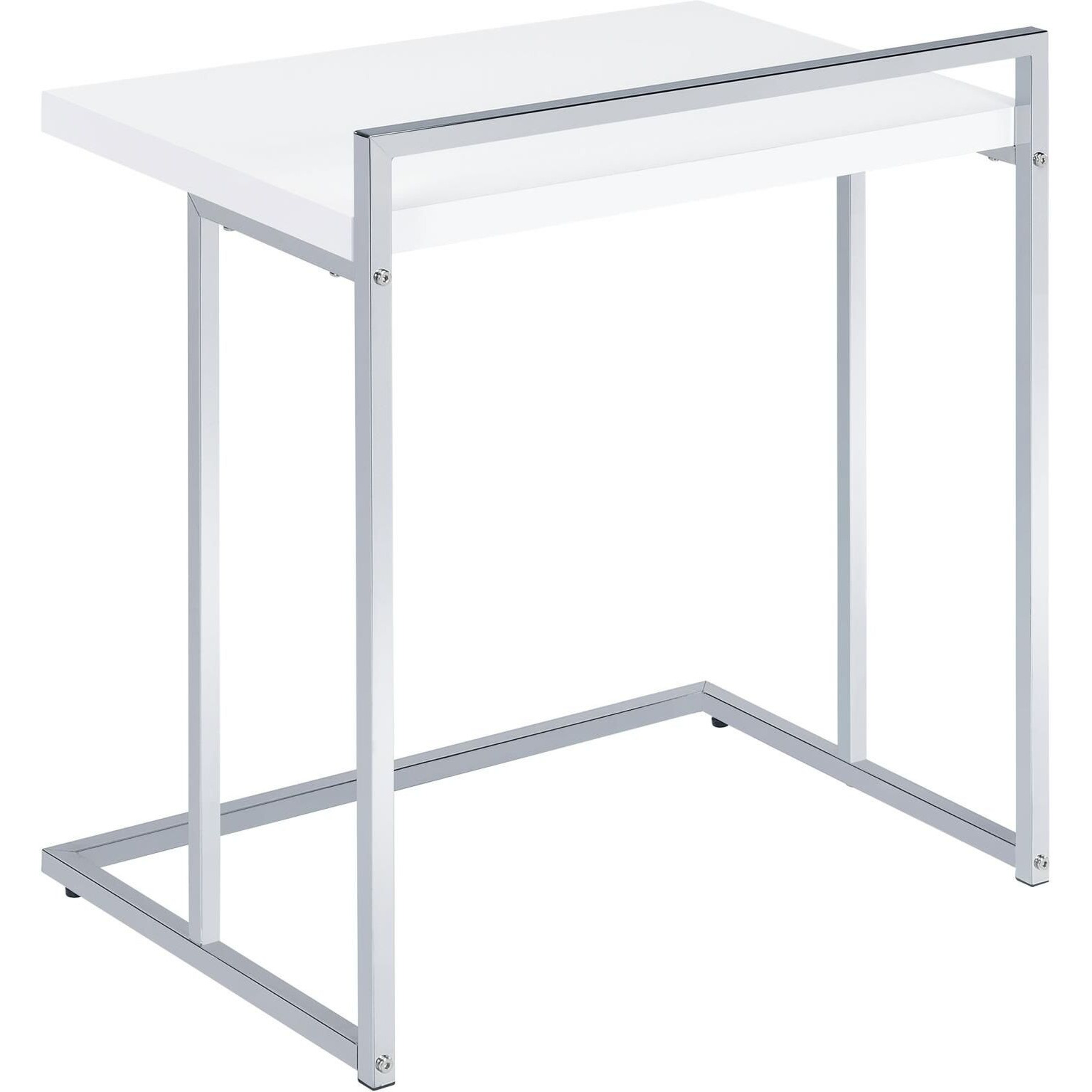 White High Gloss Rectangular Top Snack Table With Metal Legs