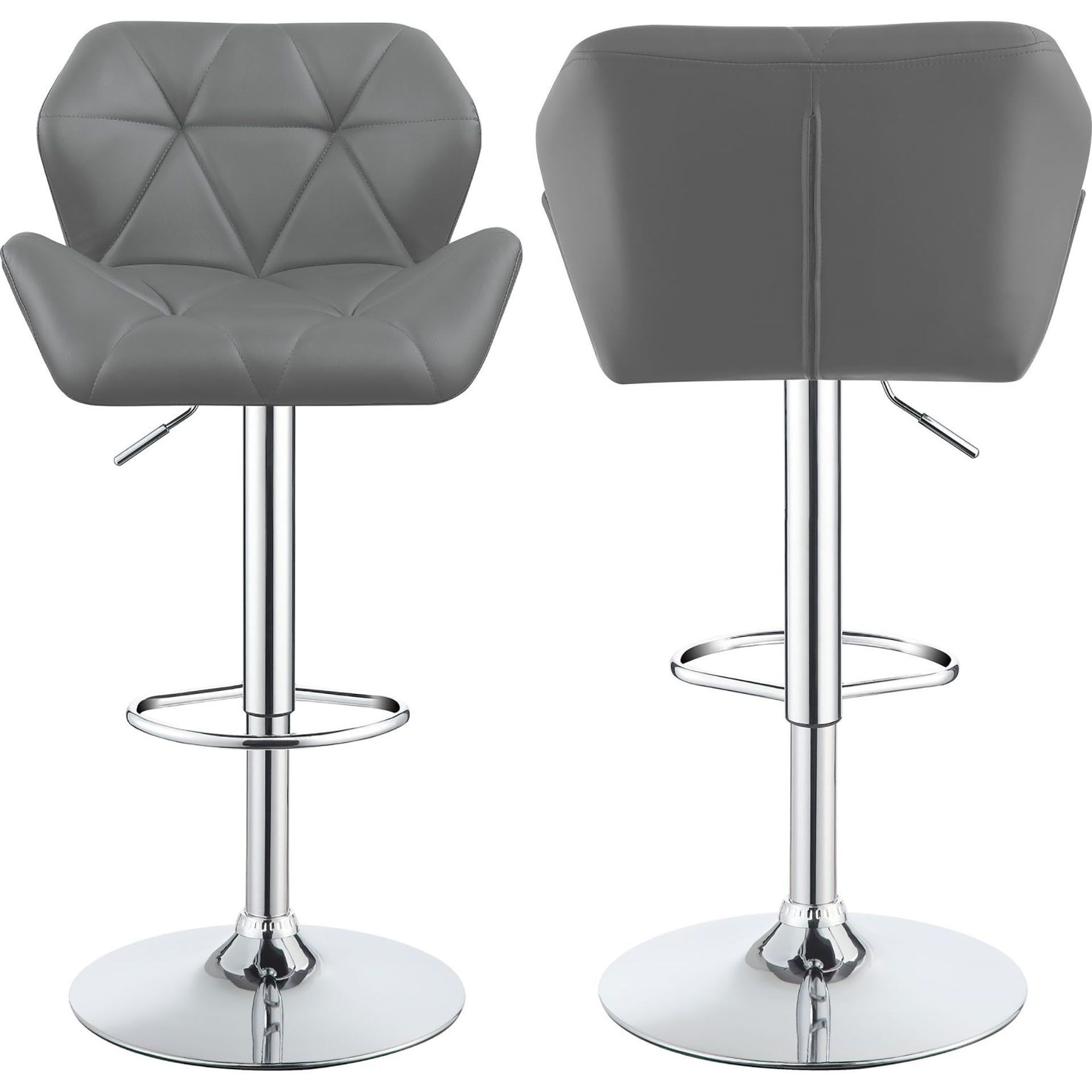 Chrome And Grey Adjustable Bar Stool (Set Of 2)