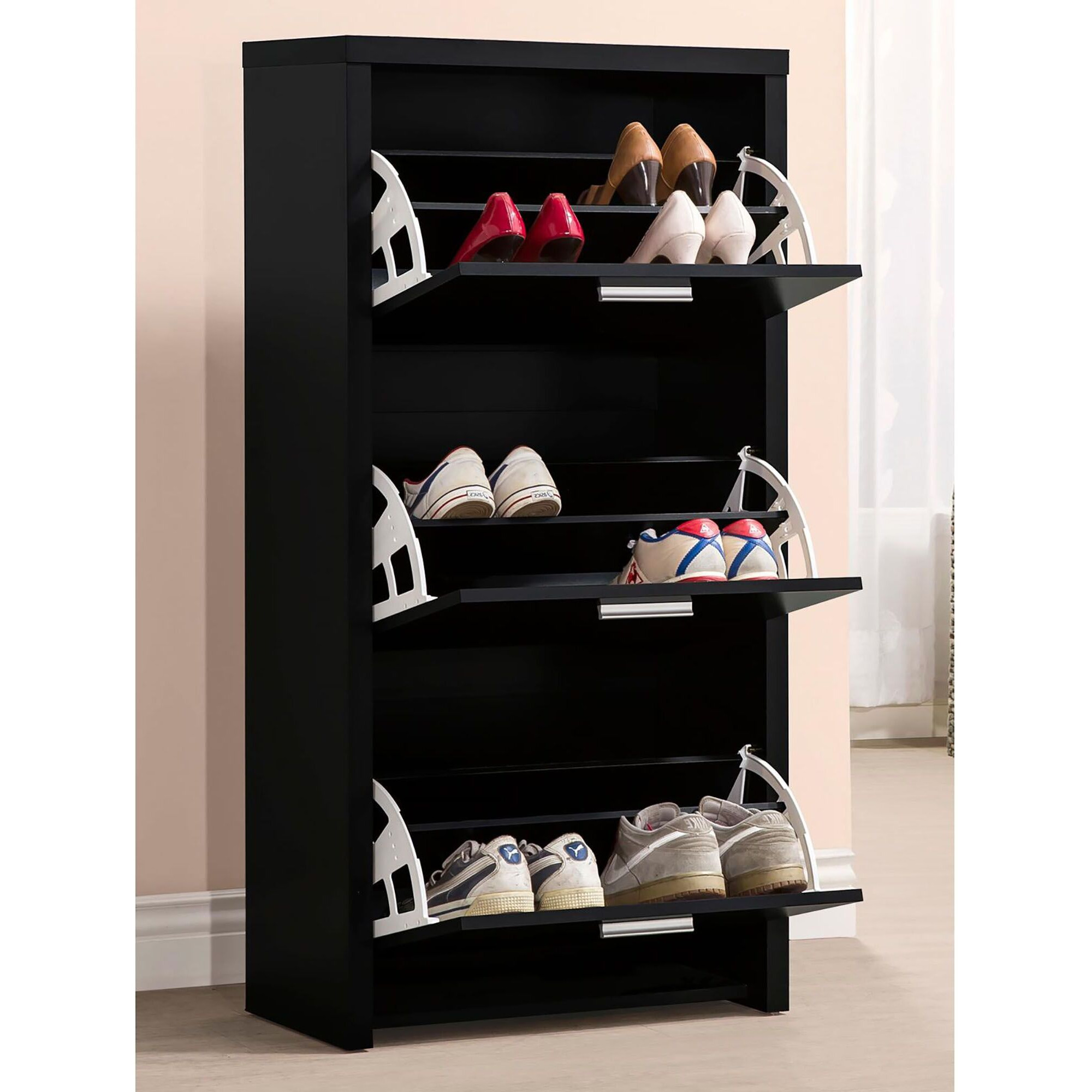 Black 3-Drawer Shoe Rack