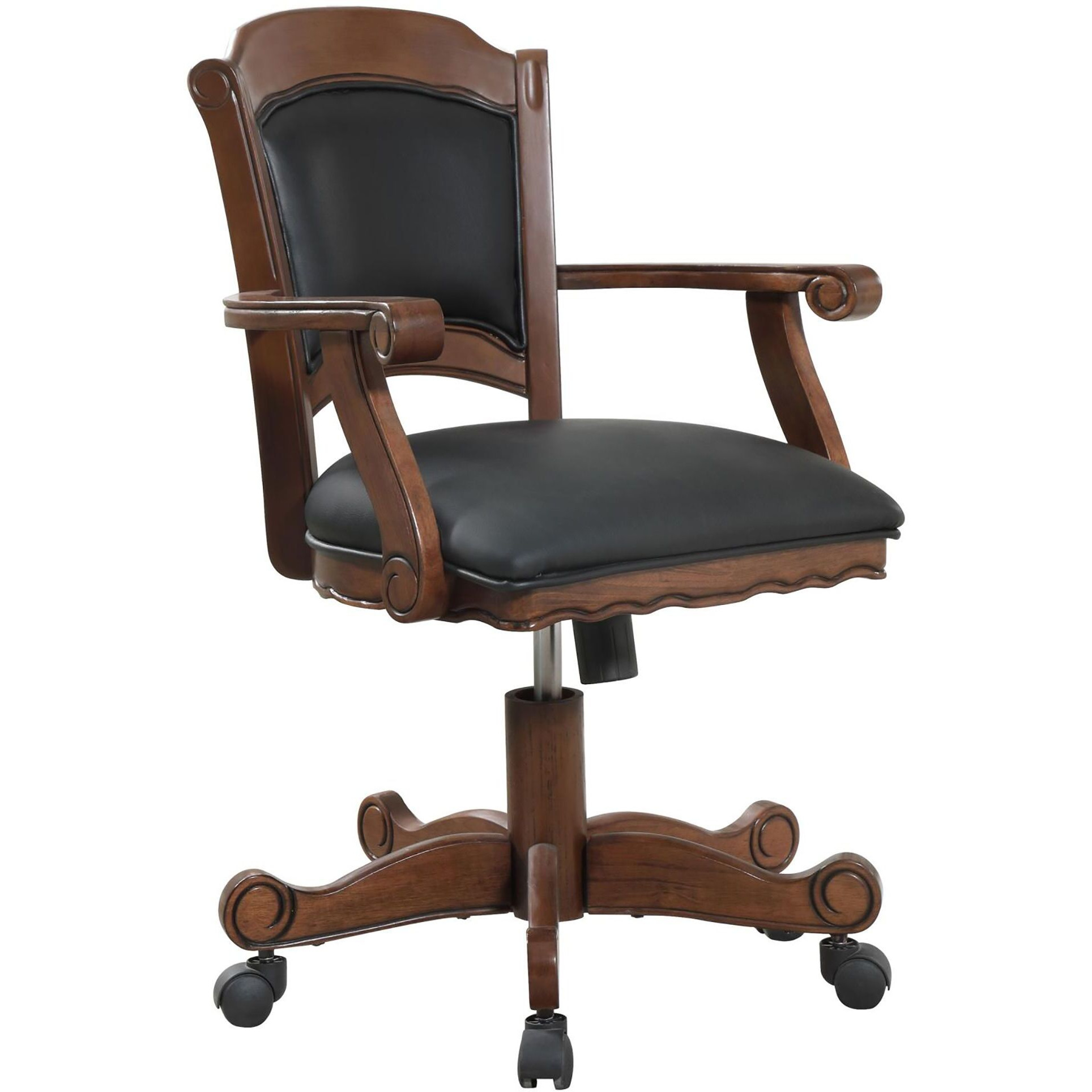 Black And Tobacco Upholstered Game Chair With Casters