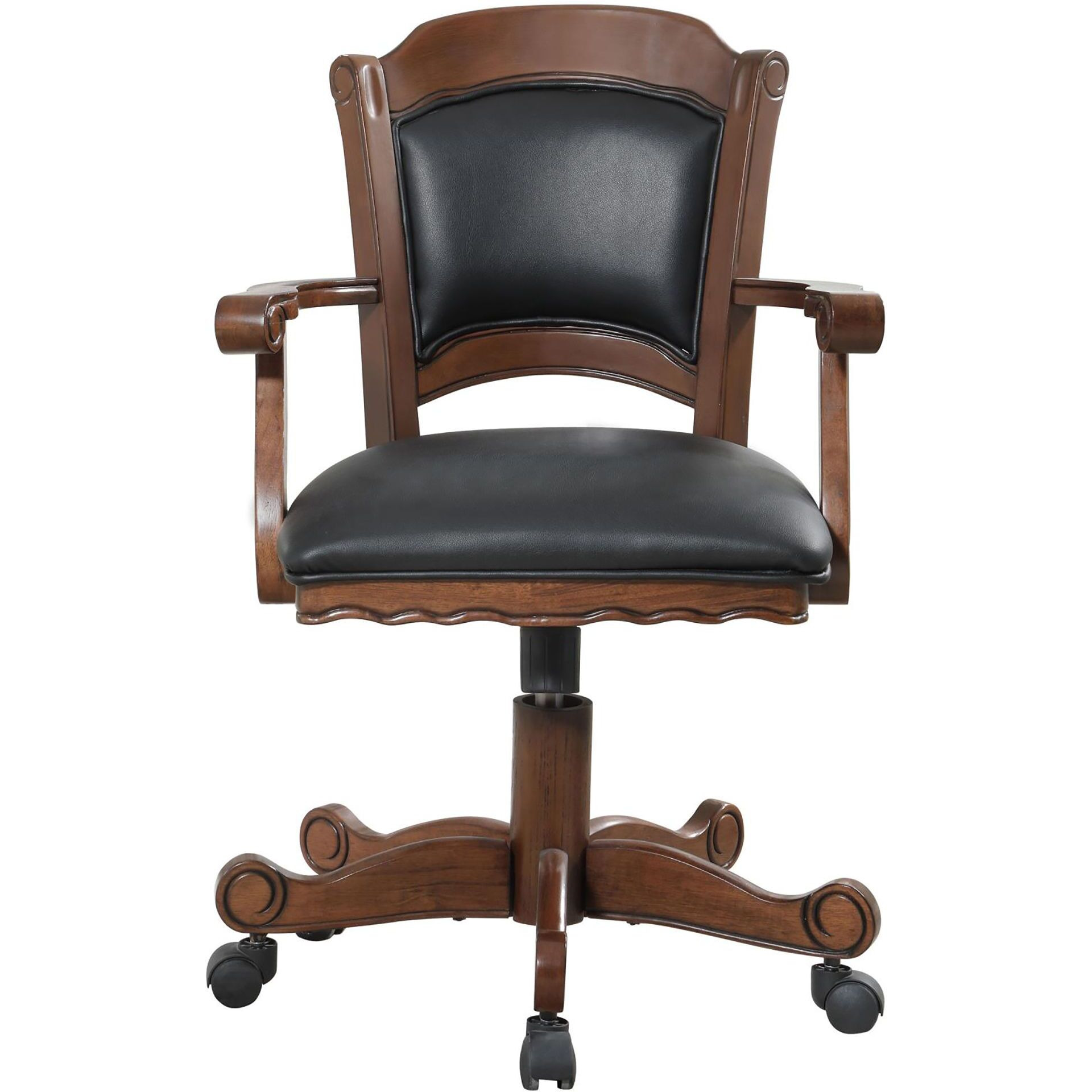 Black And Tobacco Upholstered Game Chair With Casters