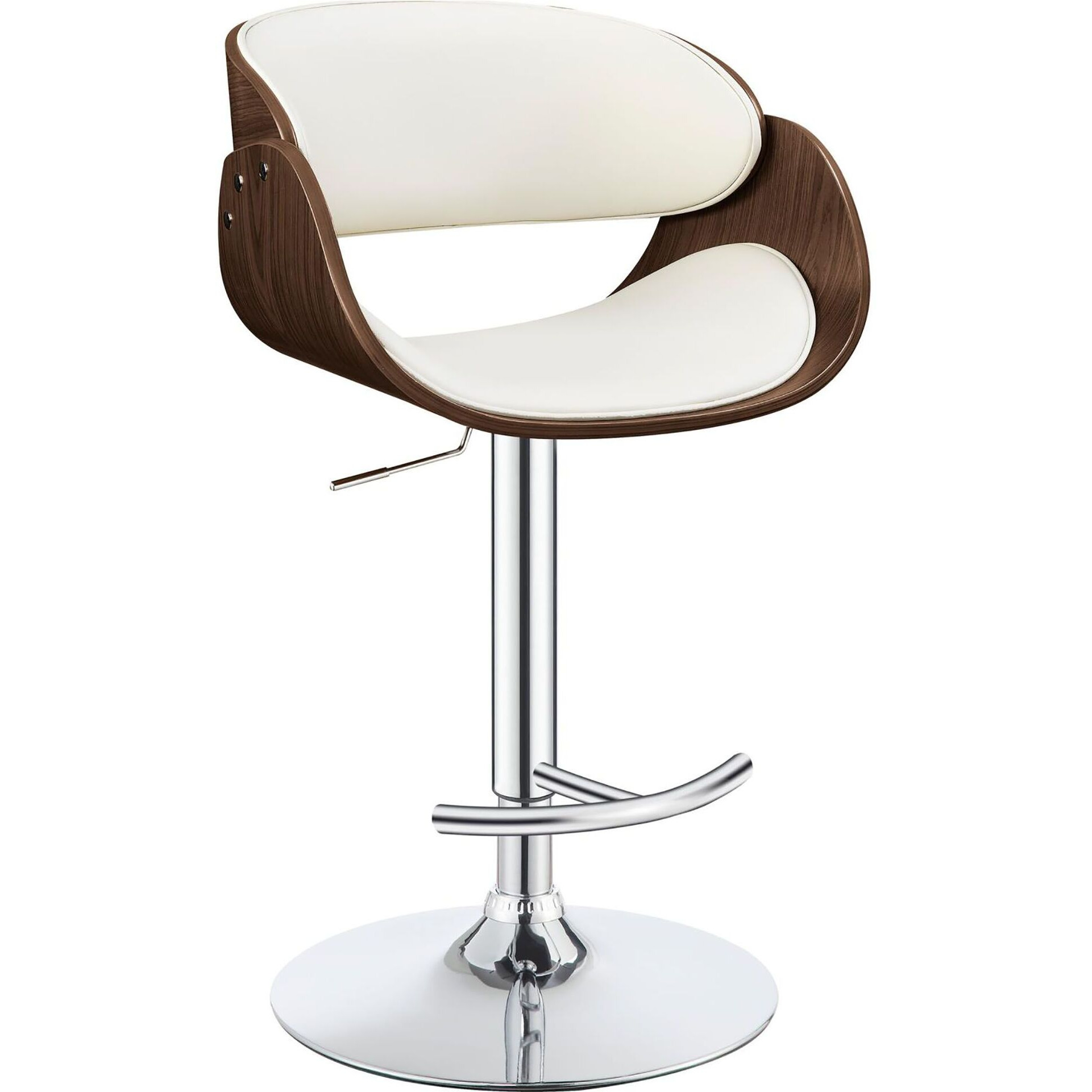 Ecru And Chrome Adjustable Bar Stool