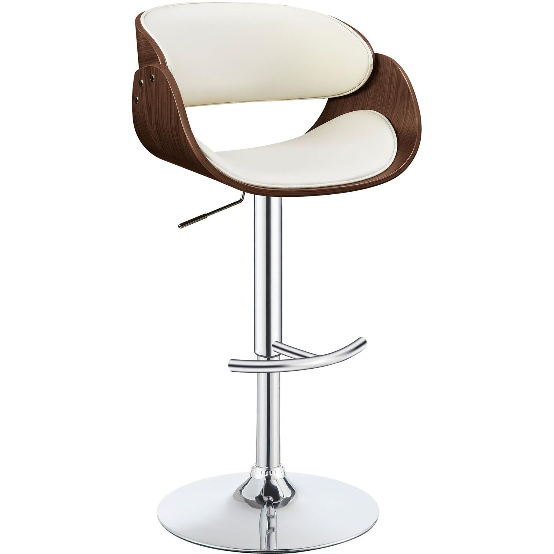 Ecru And Chrome Adjustable Bar Stool