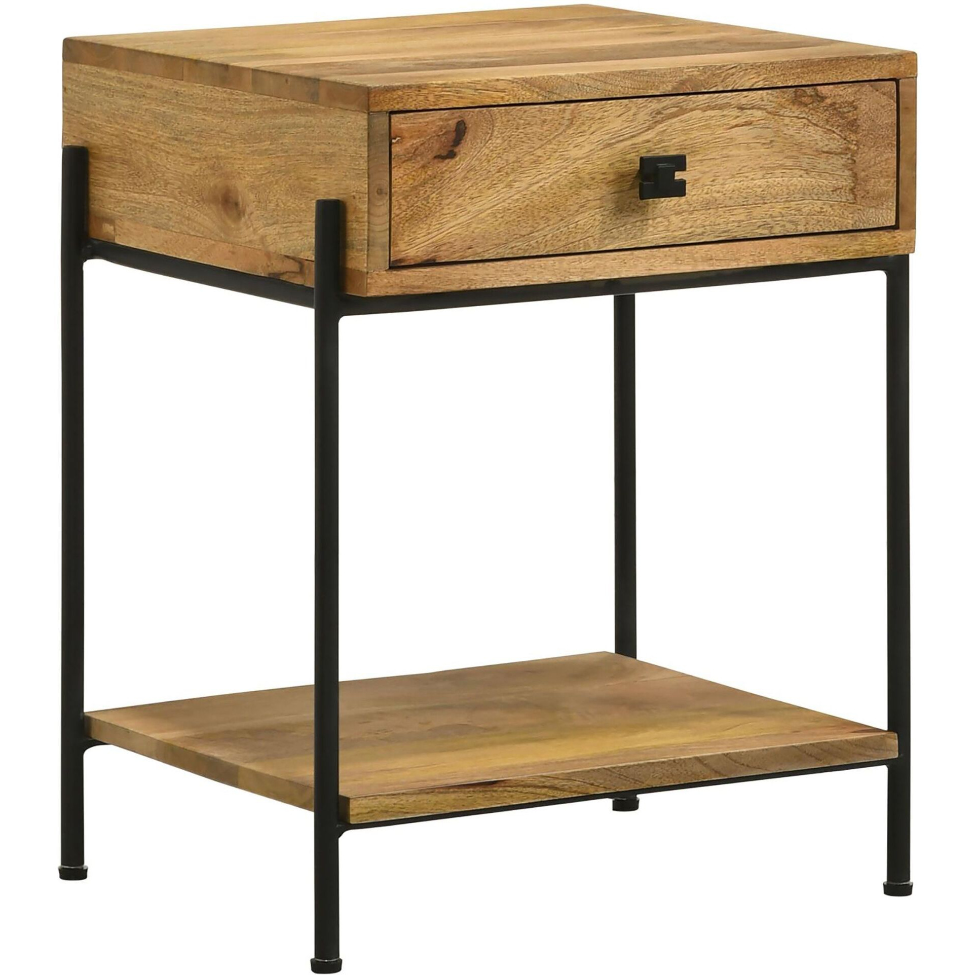 Natural Mango 1-Drawer Accent Table With Bottom Shelf