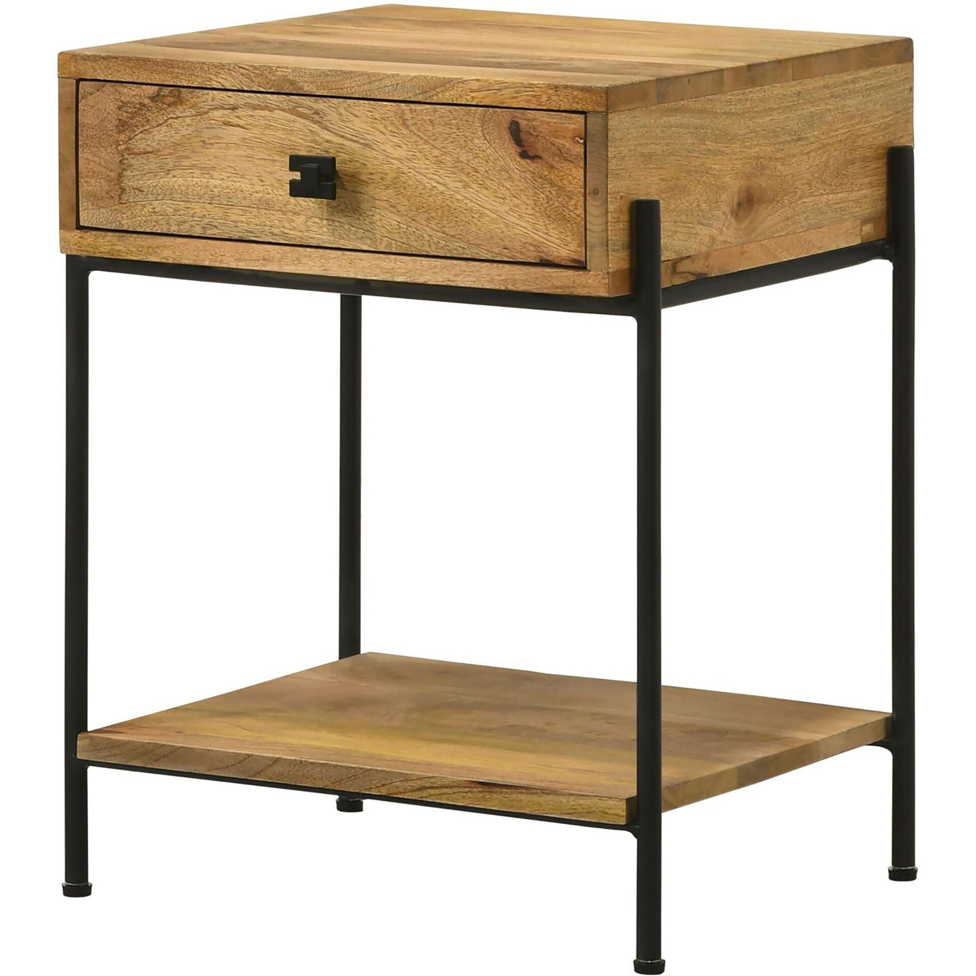 Natural Mango 1-Drawer Accent Table With Bottom Shelf