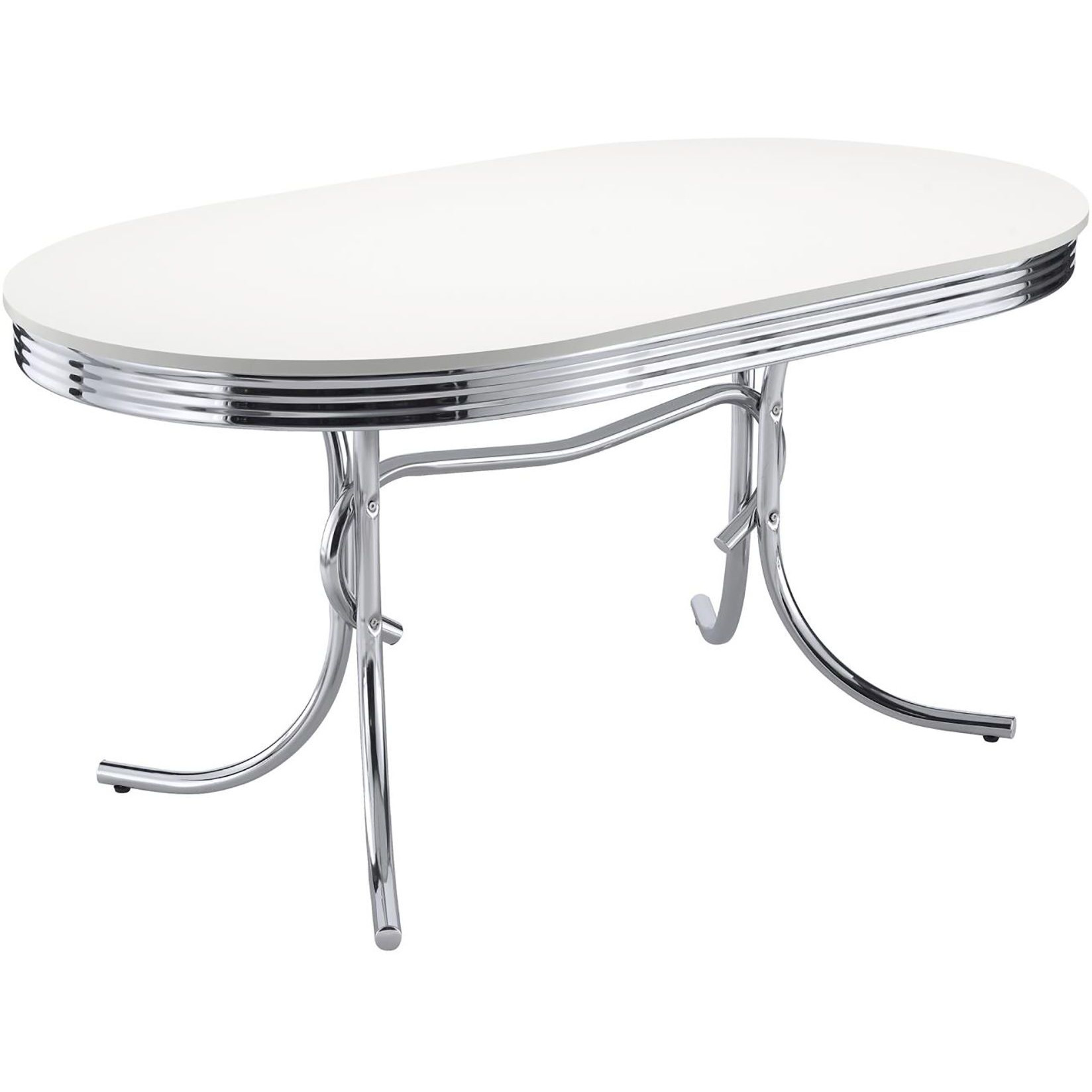 White And Chrome Oval Dining Table