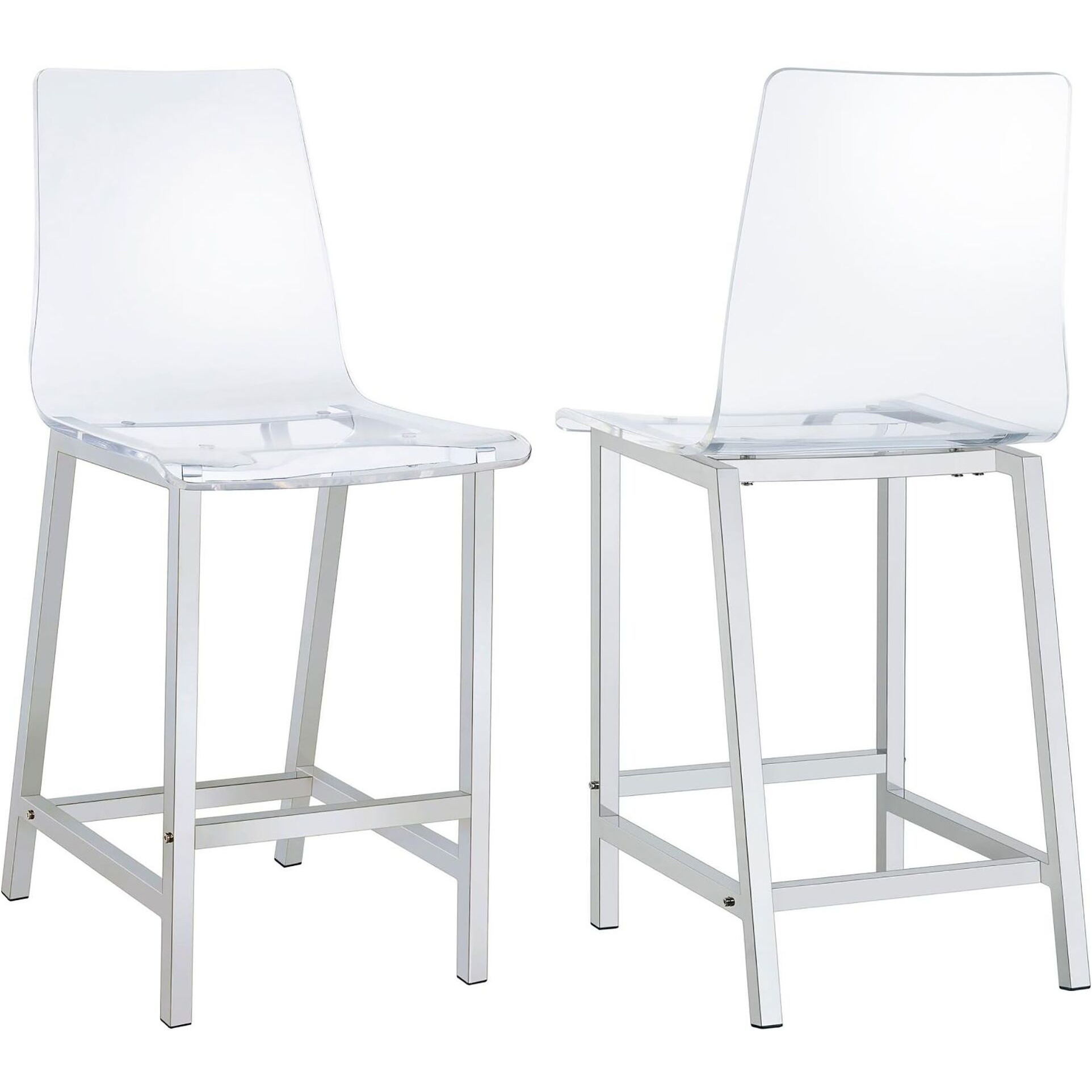 Clear And Chrome Counter Height Stools (Set Of 2)