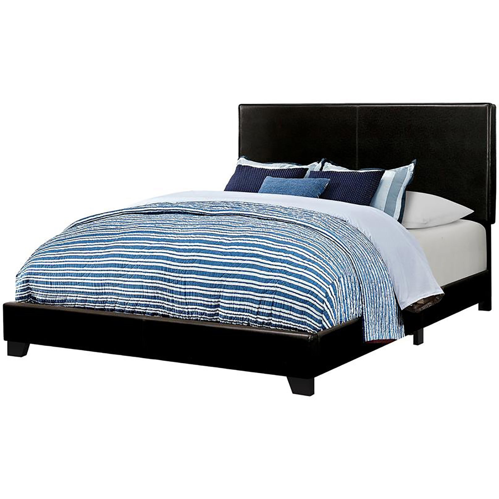 Black Upholstered Queen Panel Bed