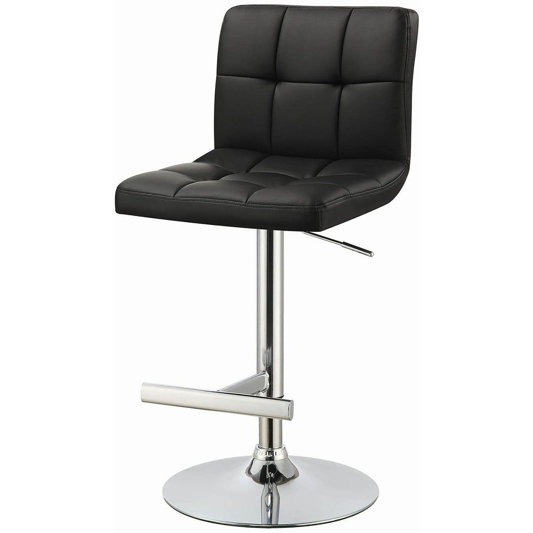 Black And Chrome Adjustable Bar Stool (Set Of 2)