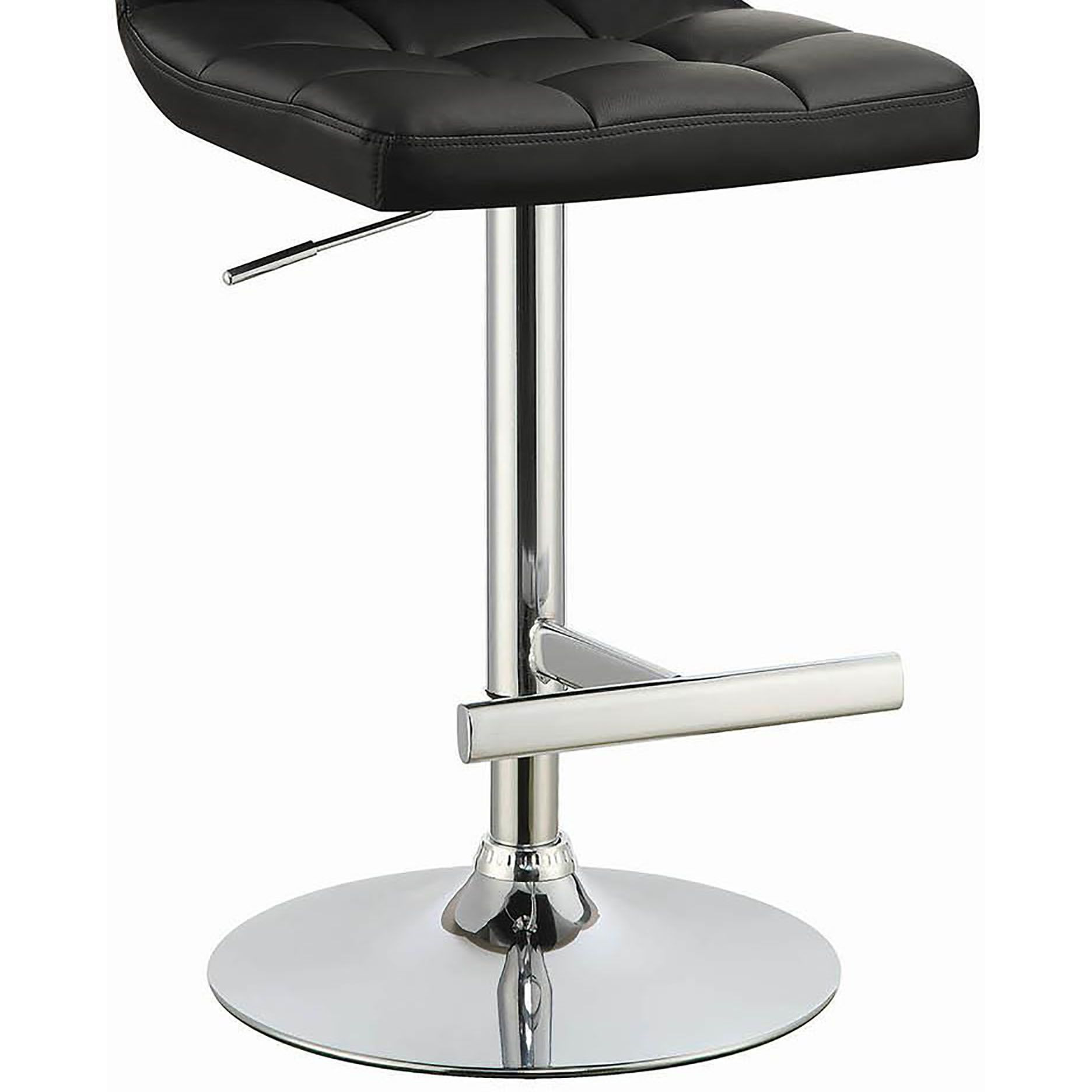 Black And Chrome Adjustable Bar Stool (Set Of 2)