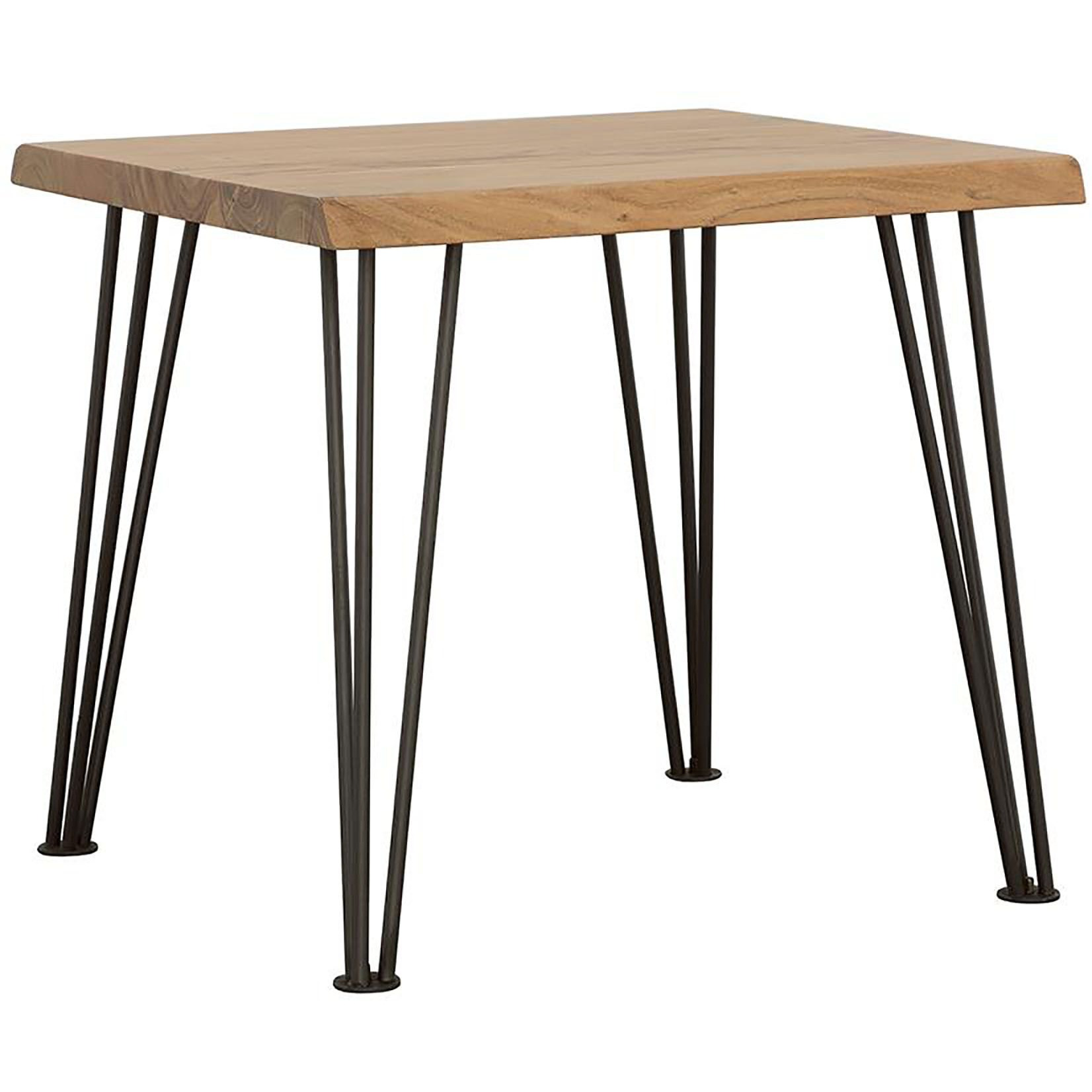 Natural And Matte Black End Table With Hairpin Leg