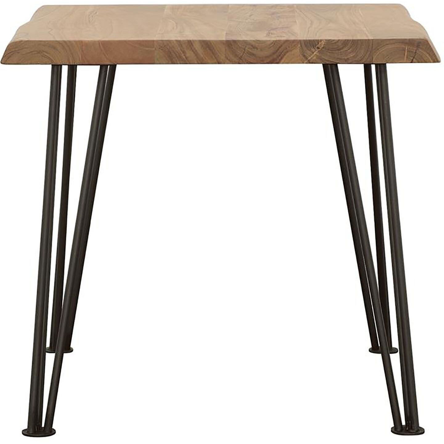 Natural And Matte Black End Table With Hairpin Leg