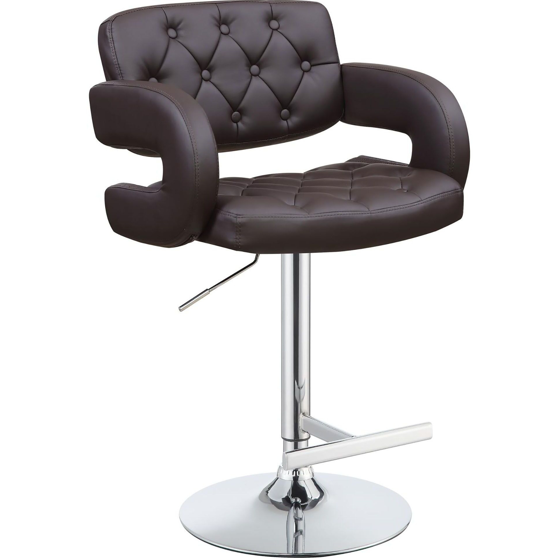 Brown And Chrome Adjustable Bar Stool