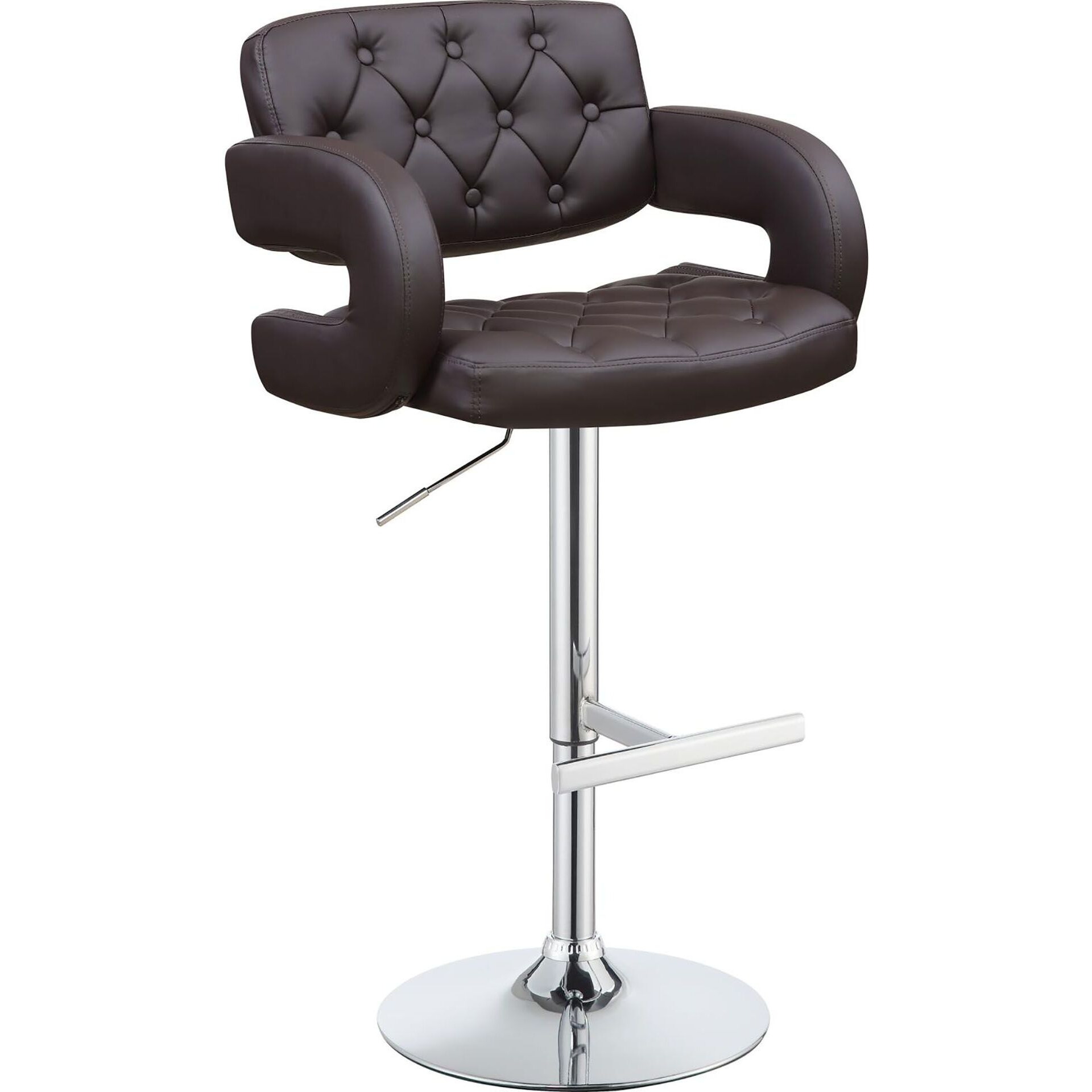 Brown And Chrome Adjustable Bar Stool