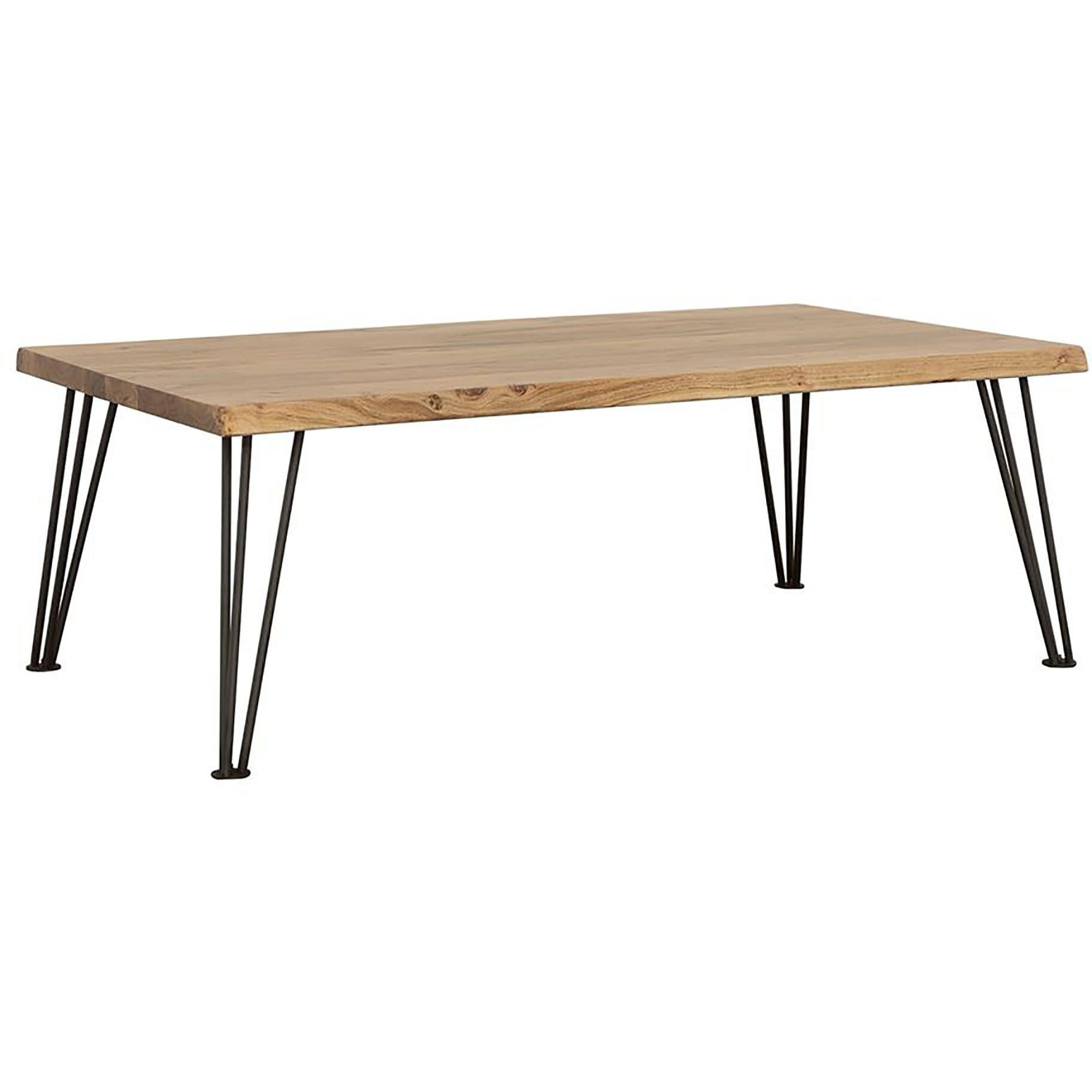 Natural And Matte Black Coffee Table With Hairpin Leg