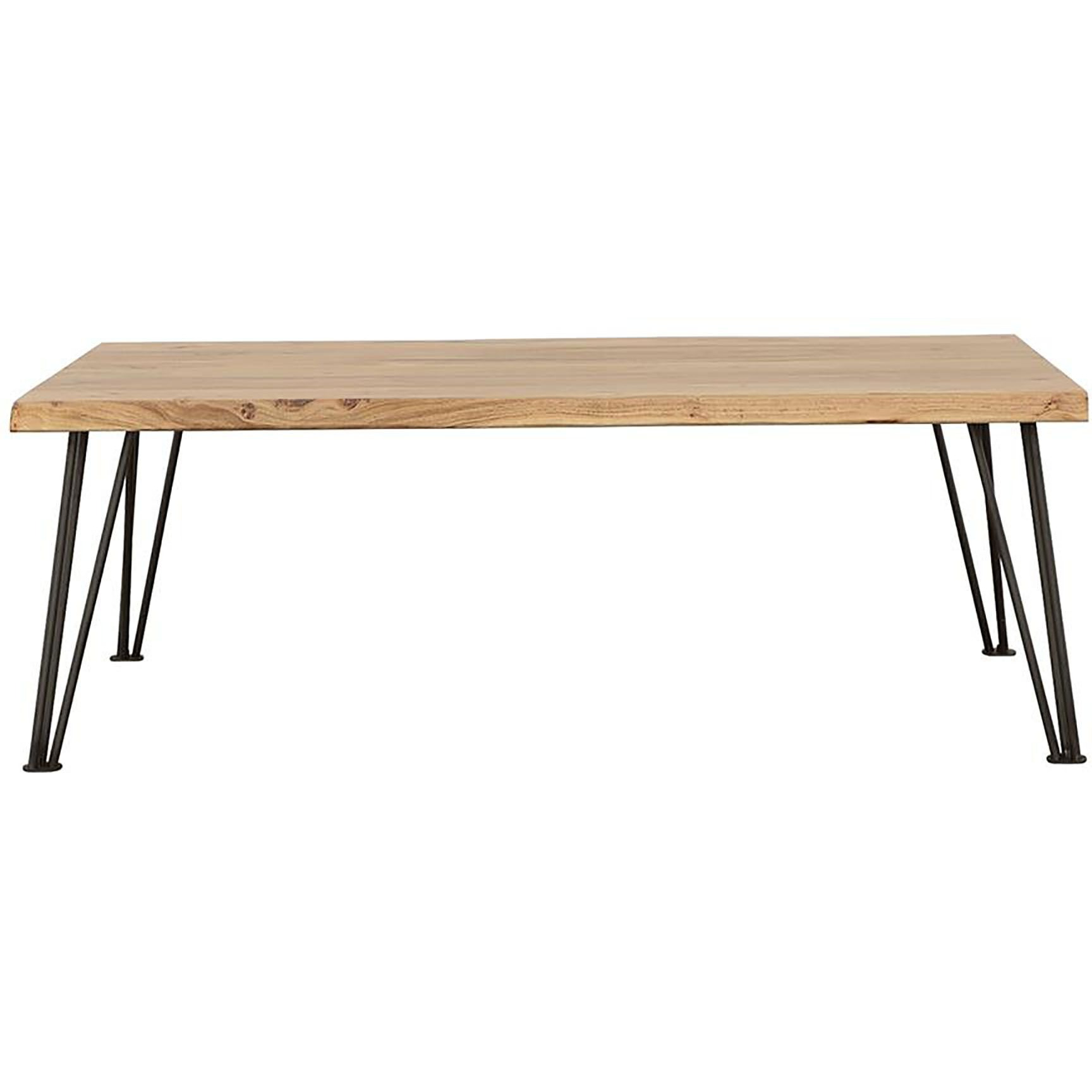 Natural And Matte Black Coffee Table With Hairpin Leg