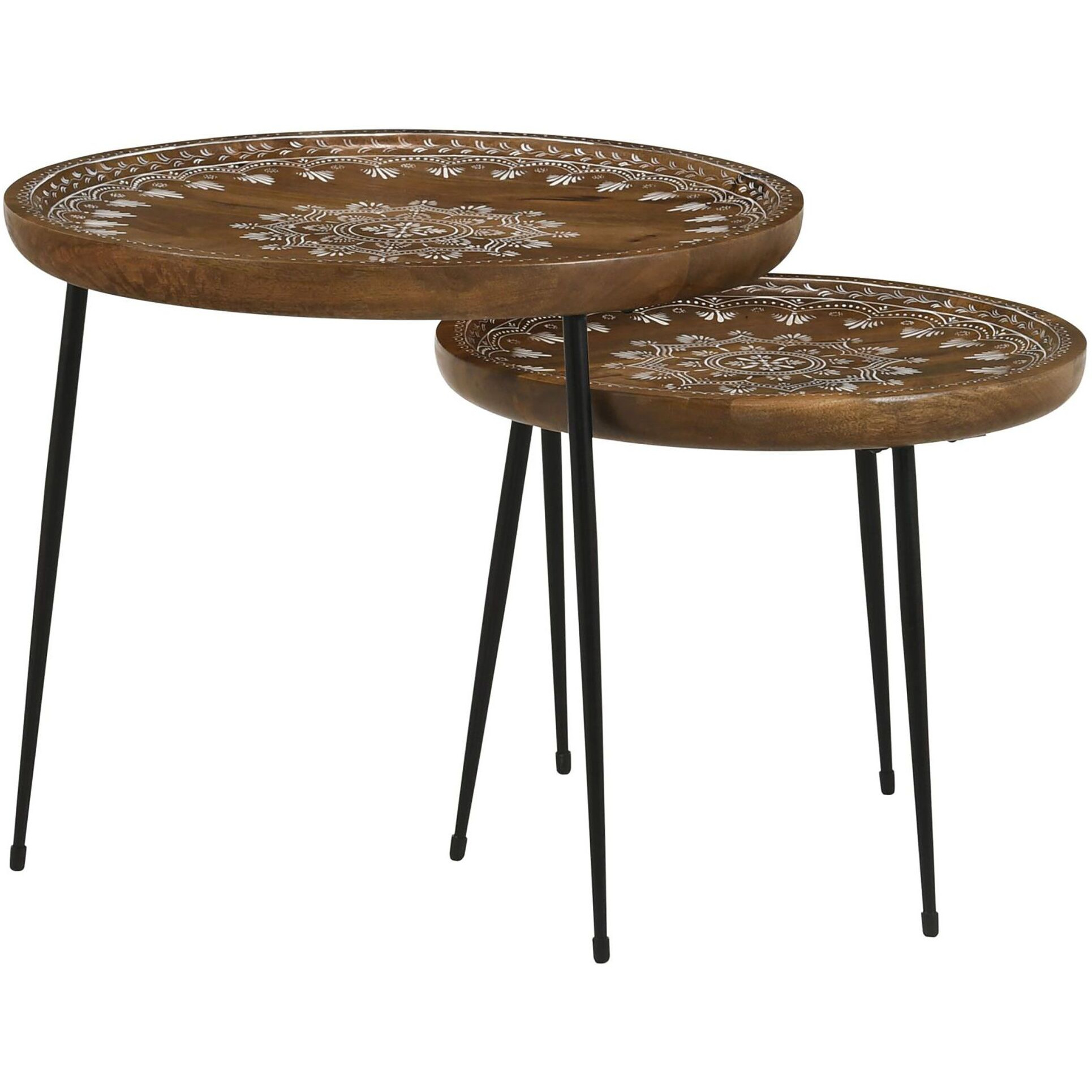 Honey And Black 2-Piece Nesting Table