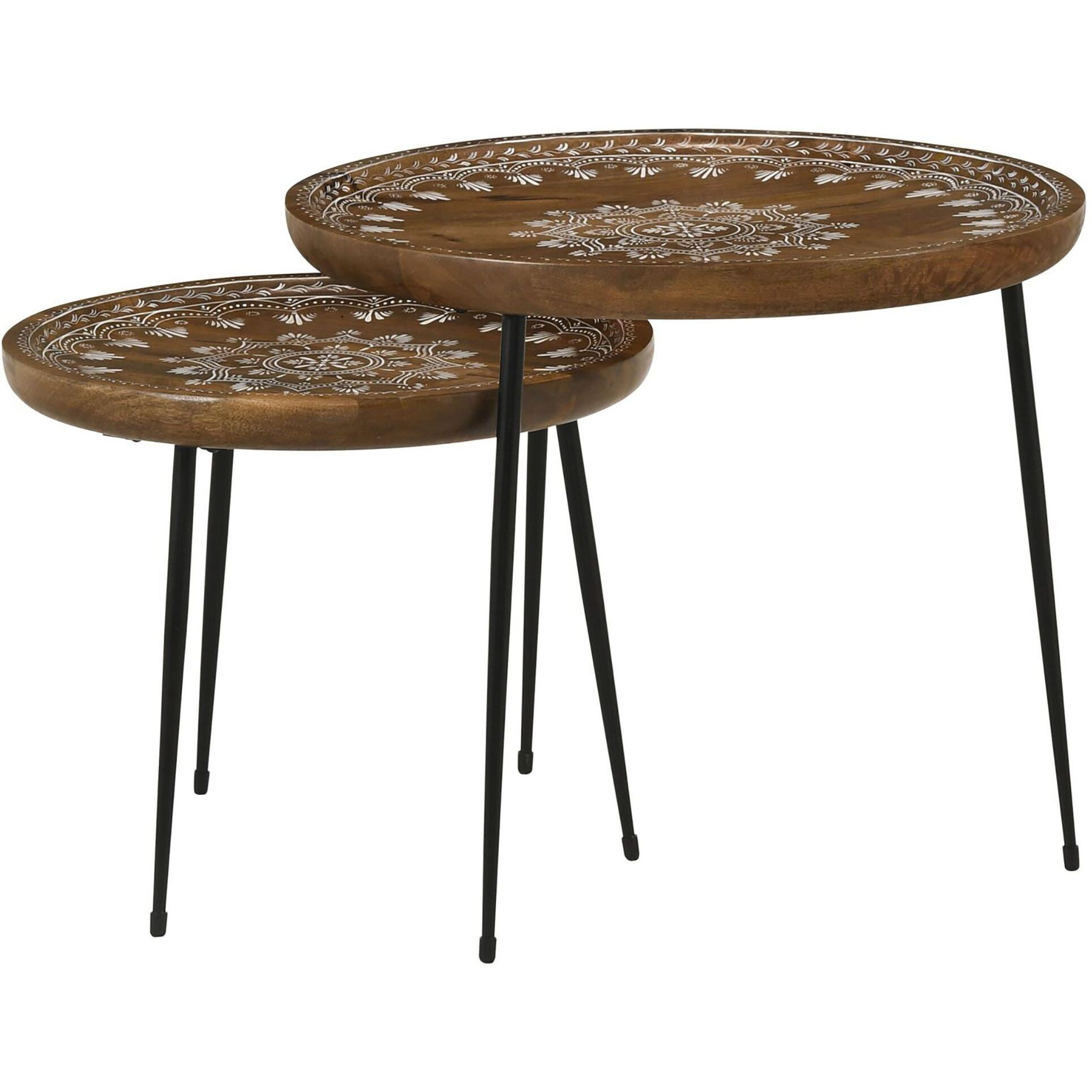 Honey And Black 2-Piece Nesting Table
