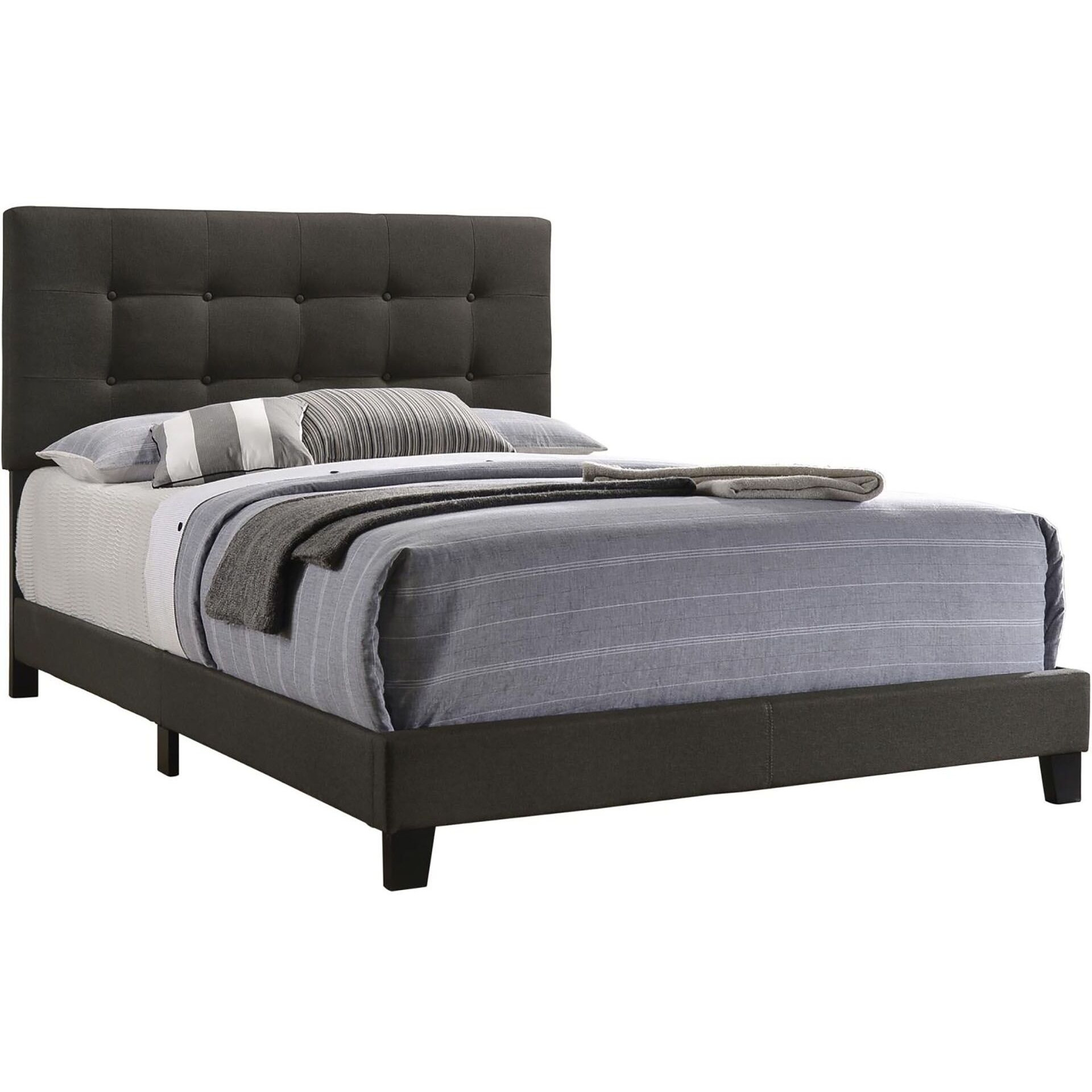 Charcoal Tufted Queen Panel Bed
