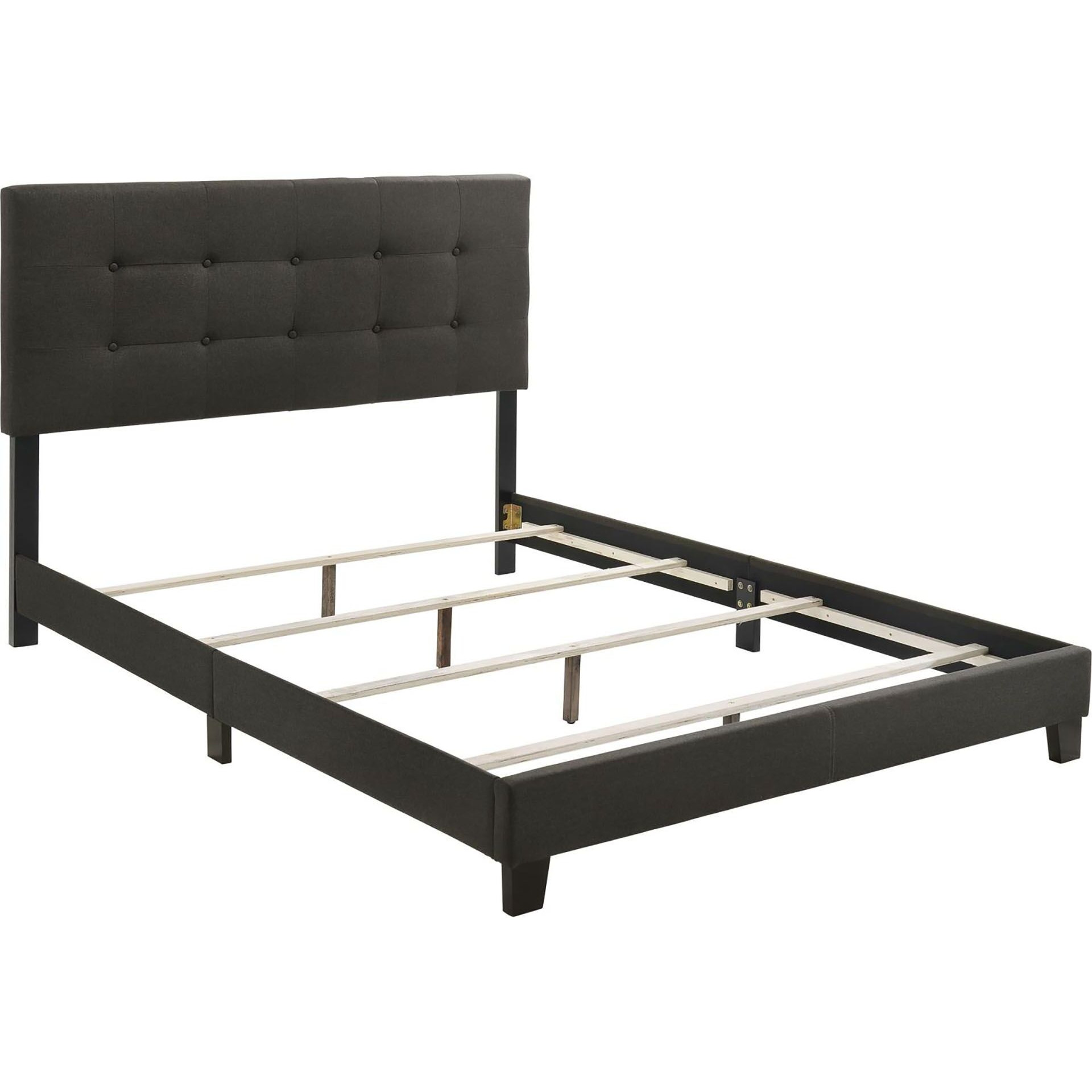 Charcoal Tufted Queen Panel Bed