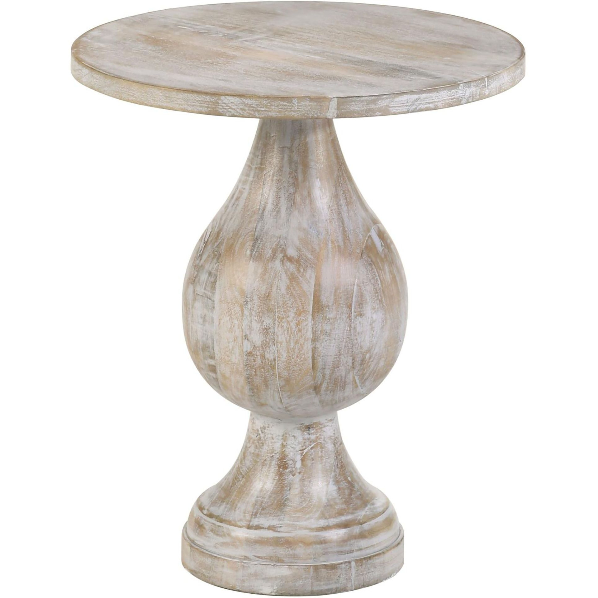 White Washed Pedestal Accent Table