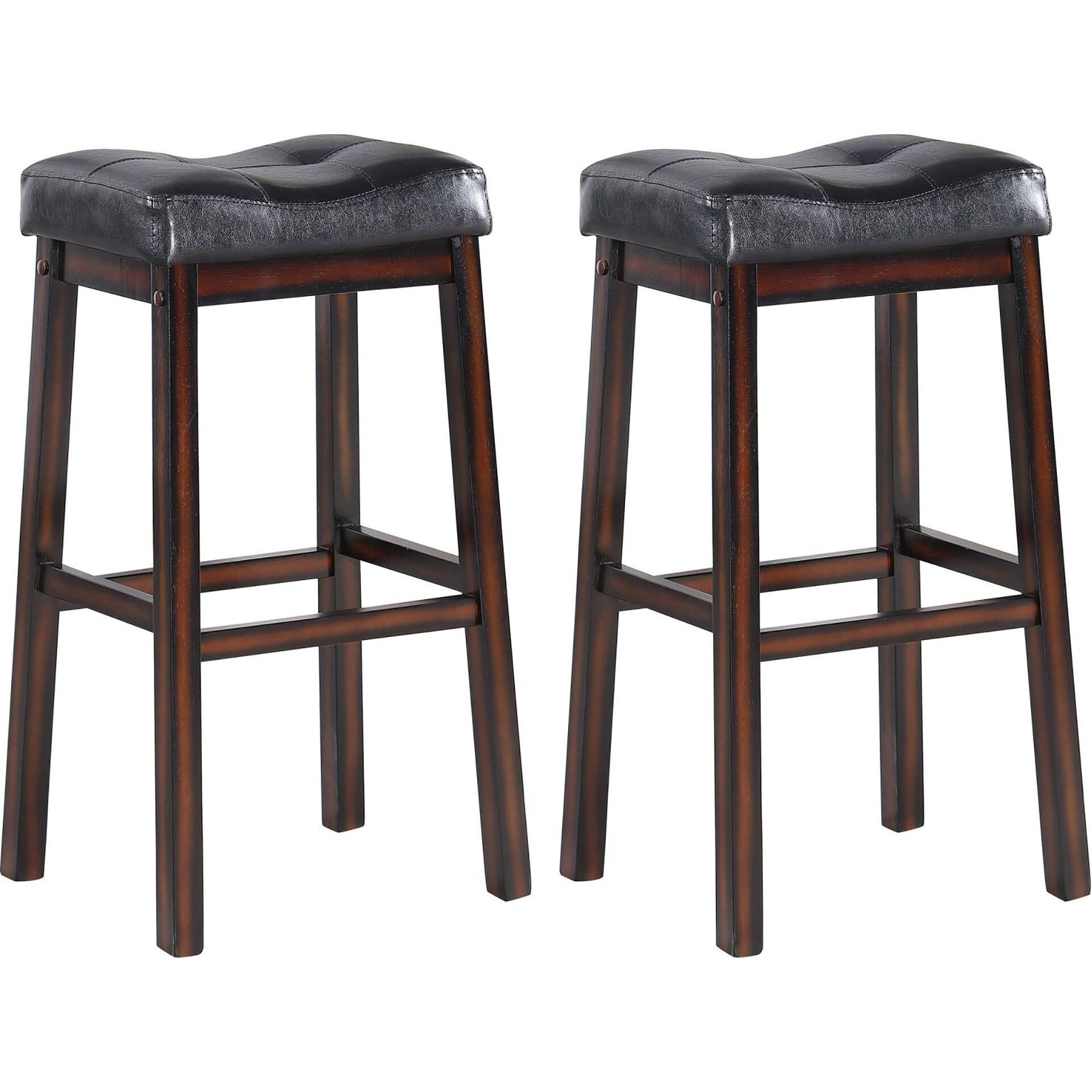 Black And Cappuccino Upholestered Bar Stool (Set Of 2)