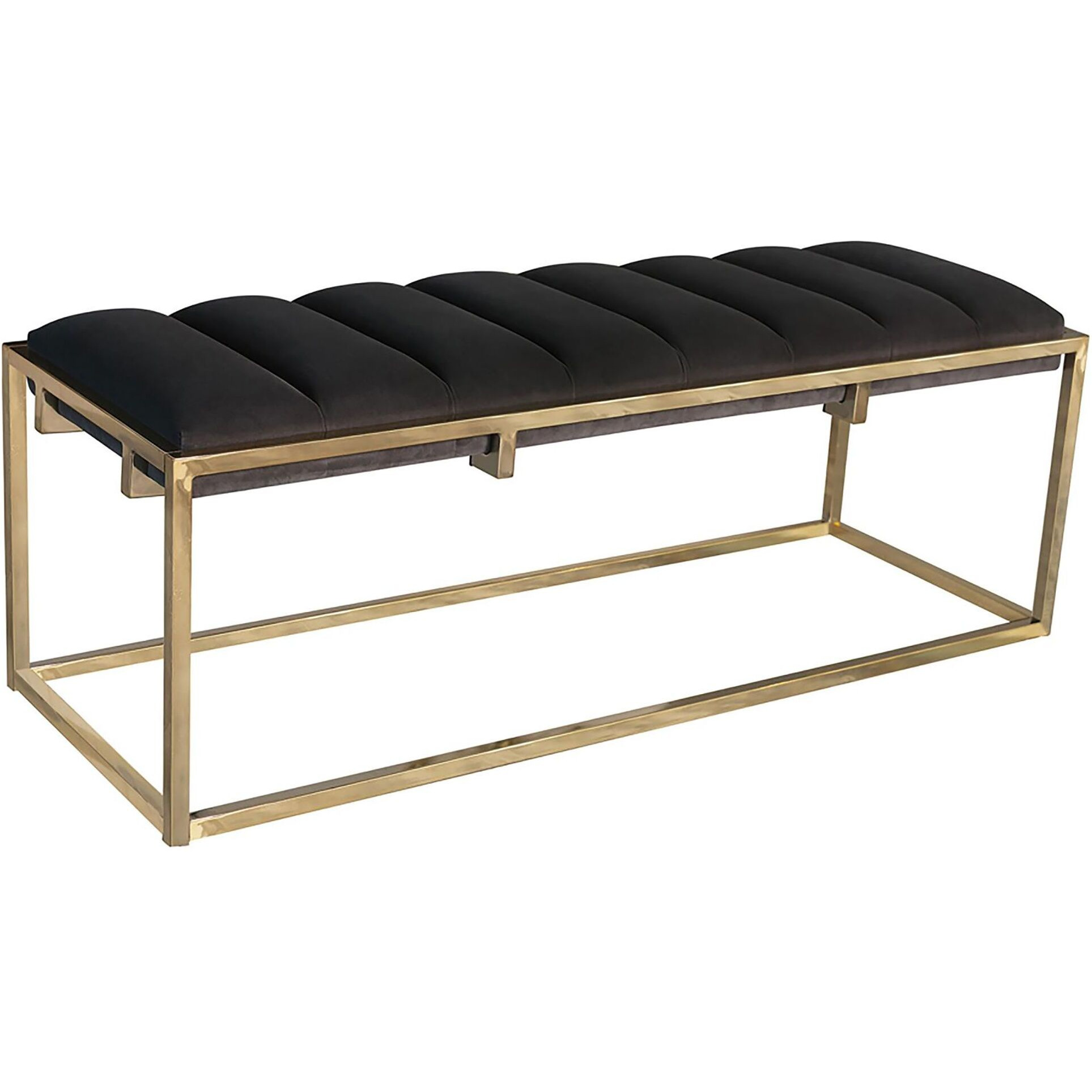 Dark Grey Tufted Bench