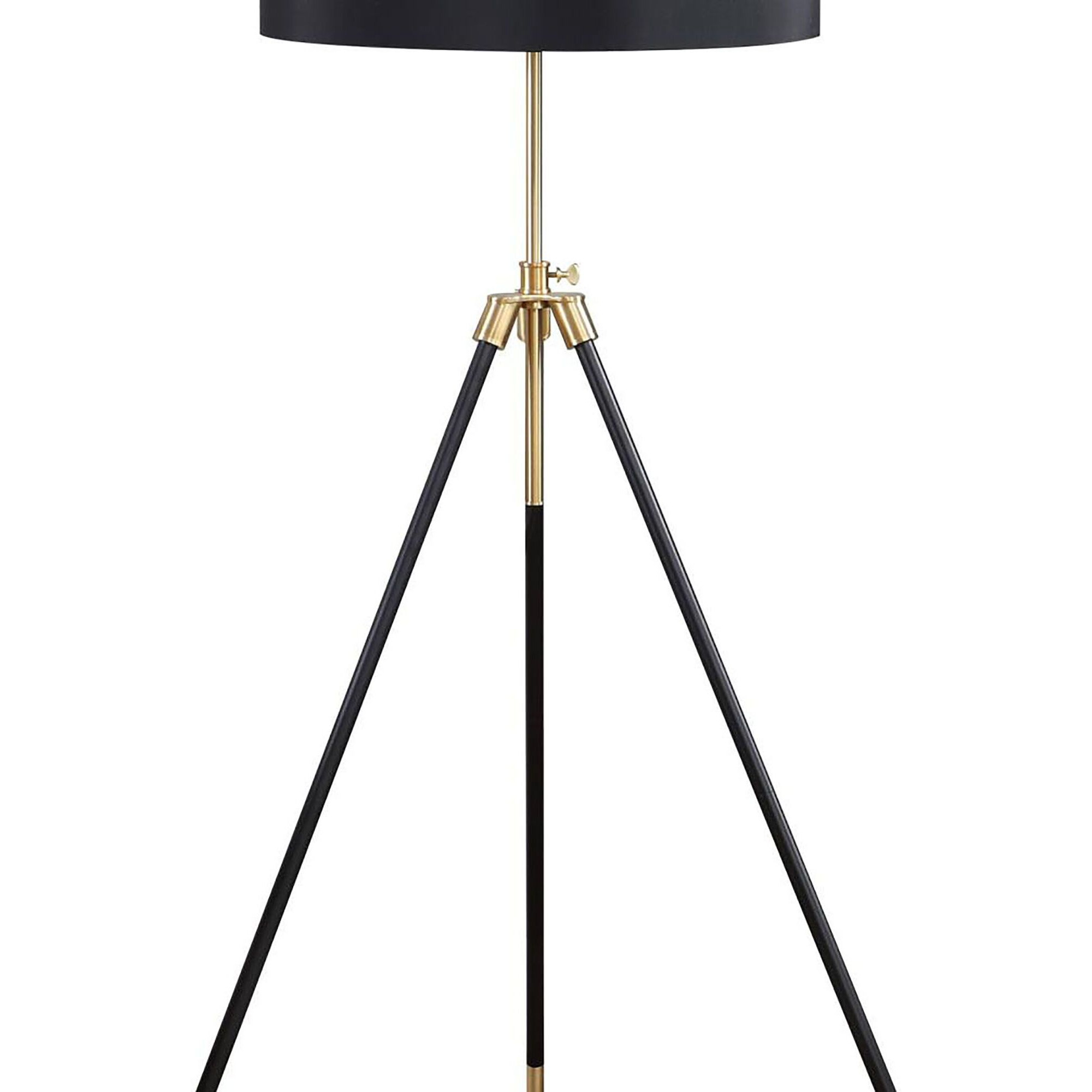 Black And Gold Tripod Drum Shade Floor Lamp