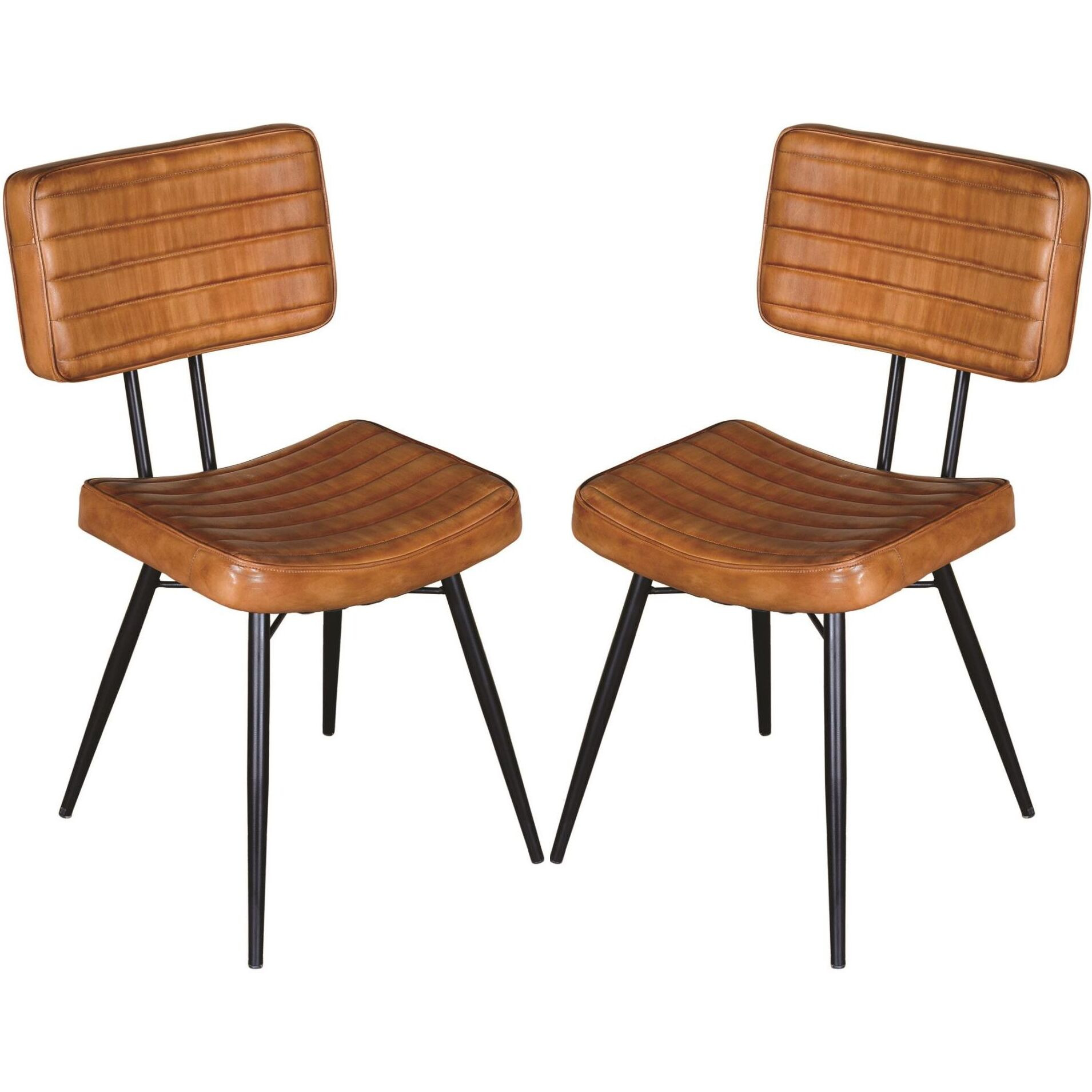 Camel And Black Tufted Side Chairs (Set Of 2)