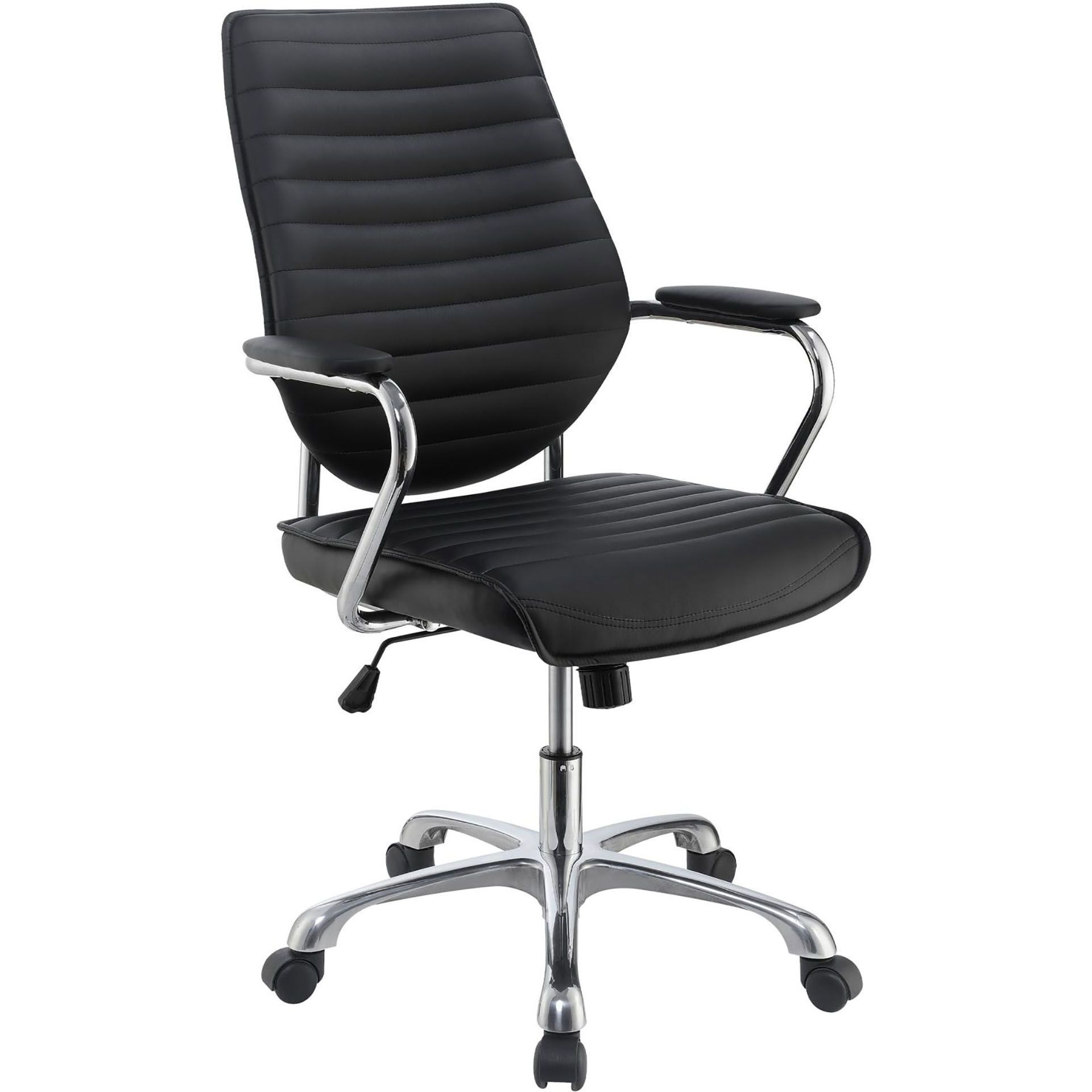 Black And Chrome Height Adjustable Swivel Office Chair