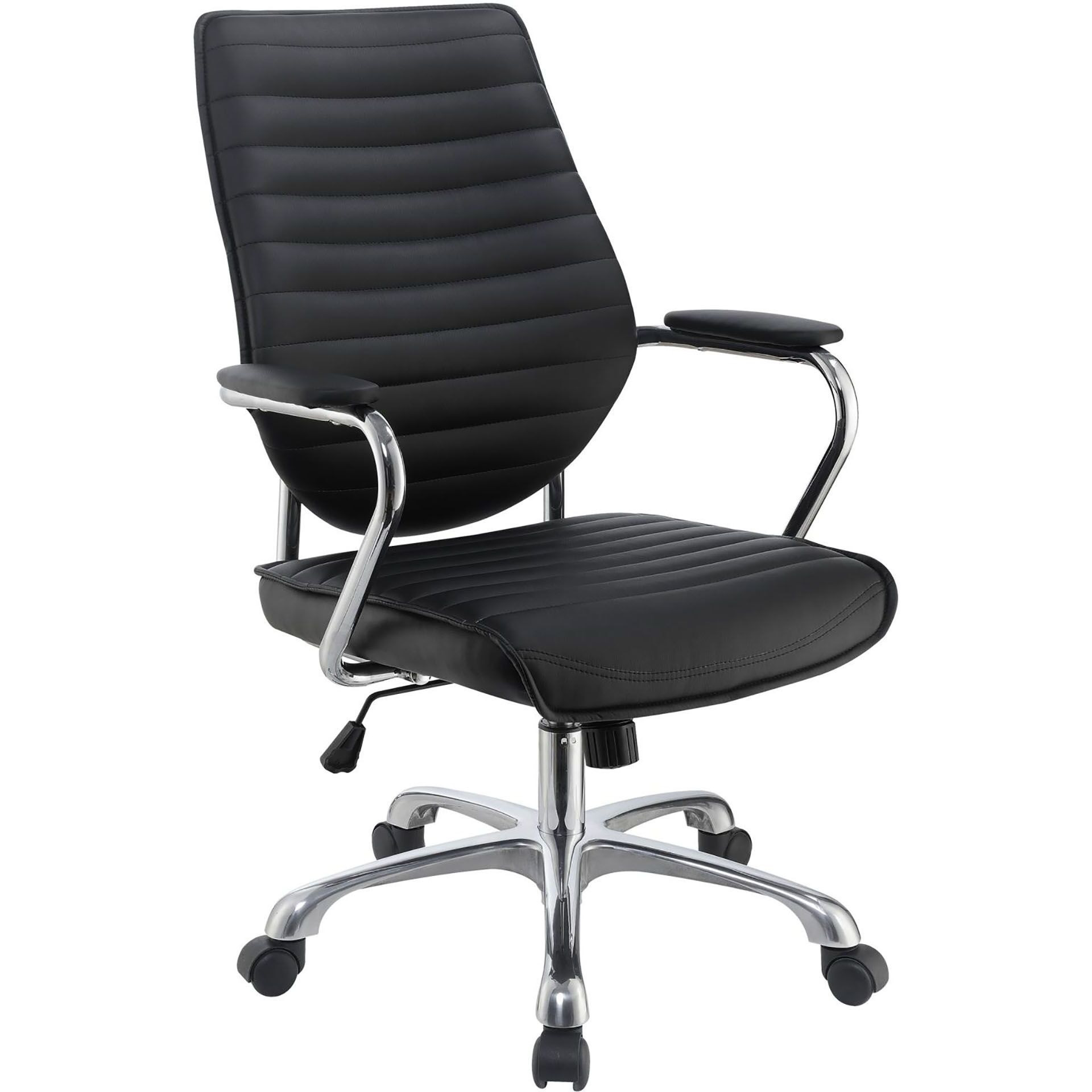 Black And Chrome Height Adjustable Swivel Office Chair