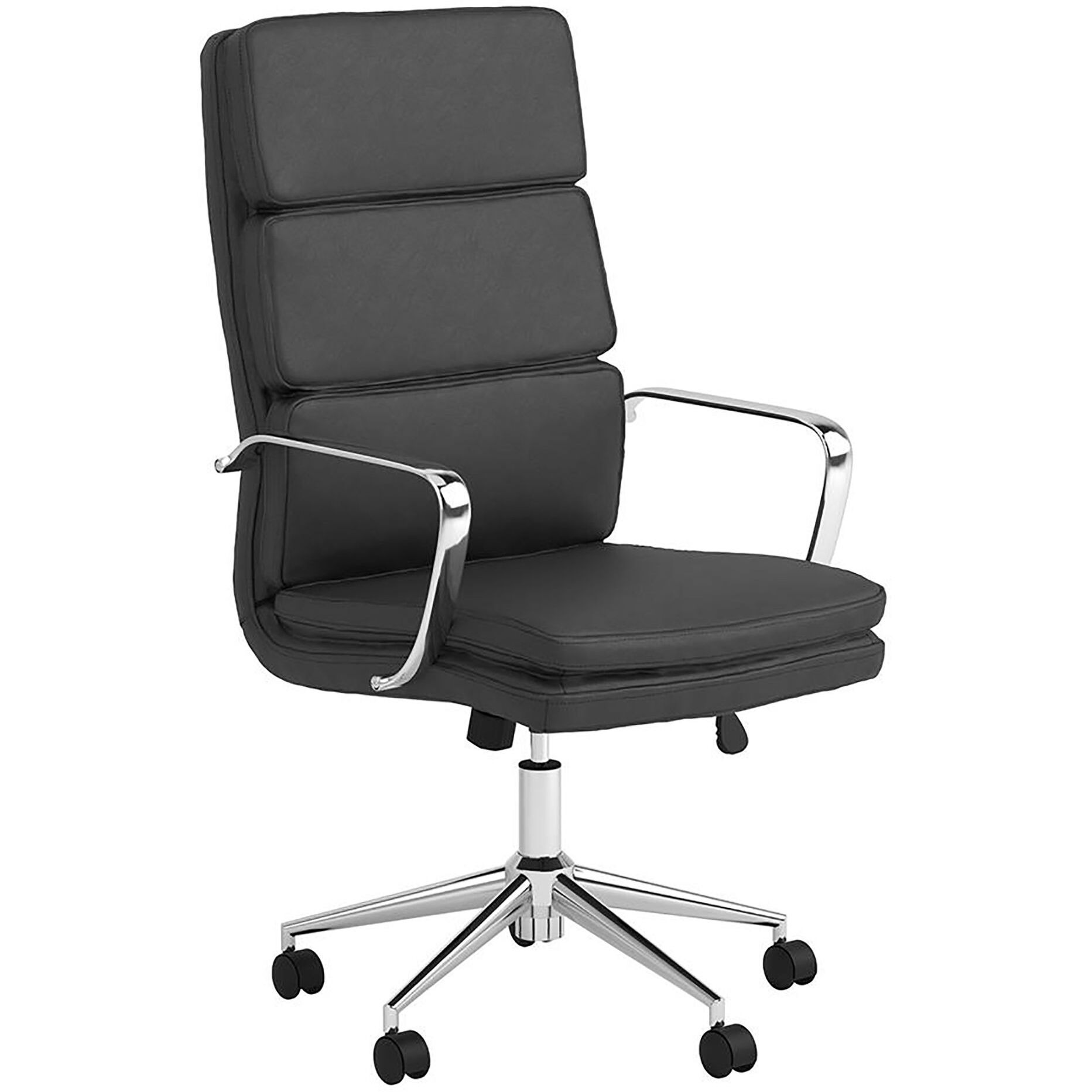 Black And Chrome Upholstered Office Chair With Casters