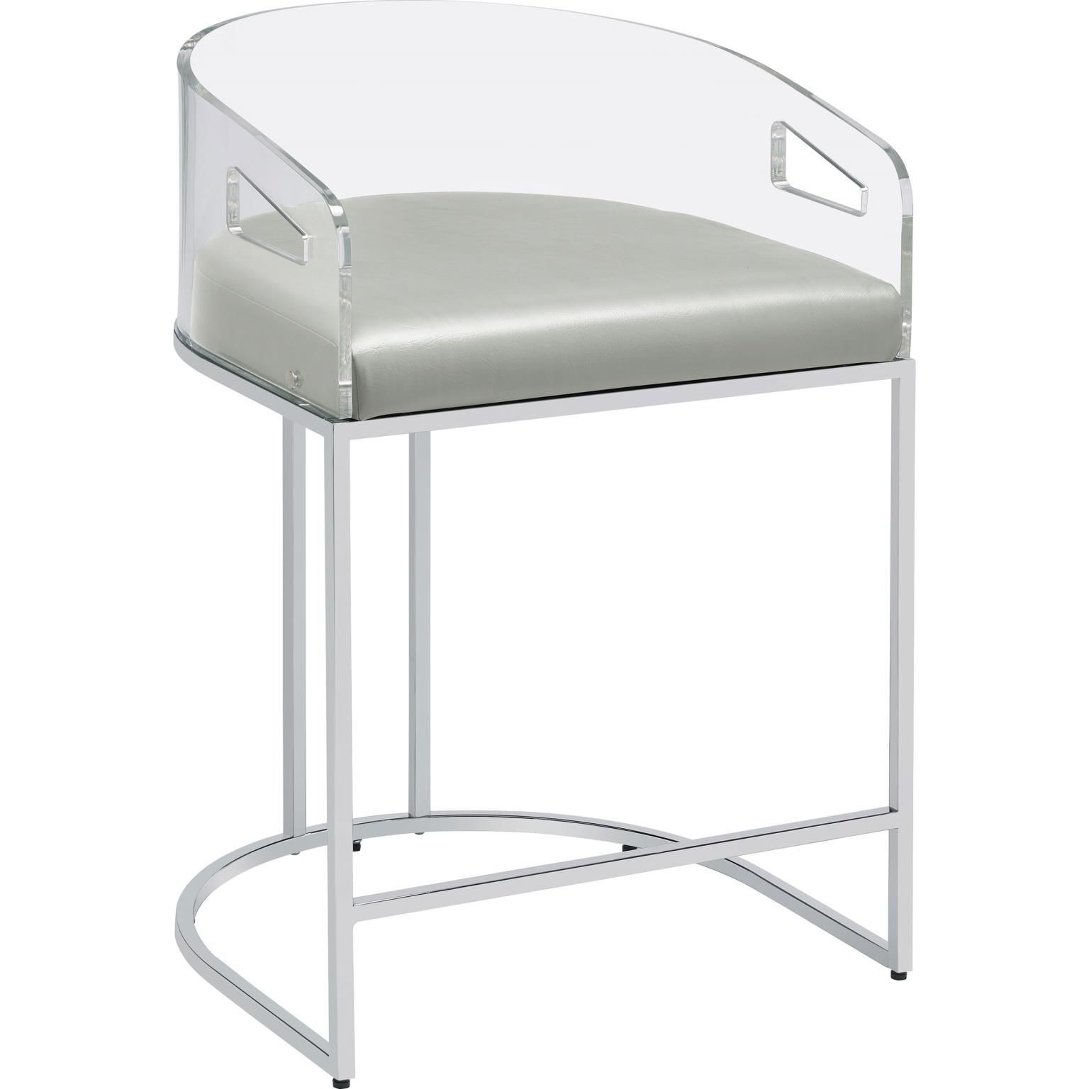 Grey And Chrome Acrylic Back Stools (Set Of 2)