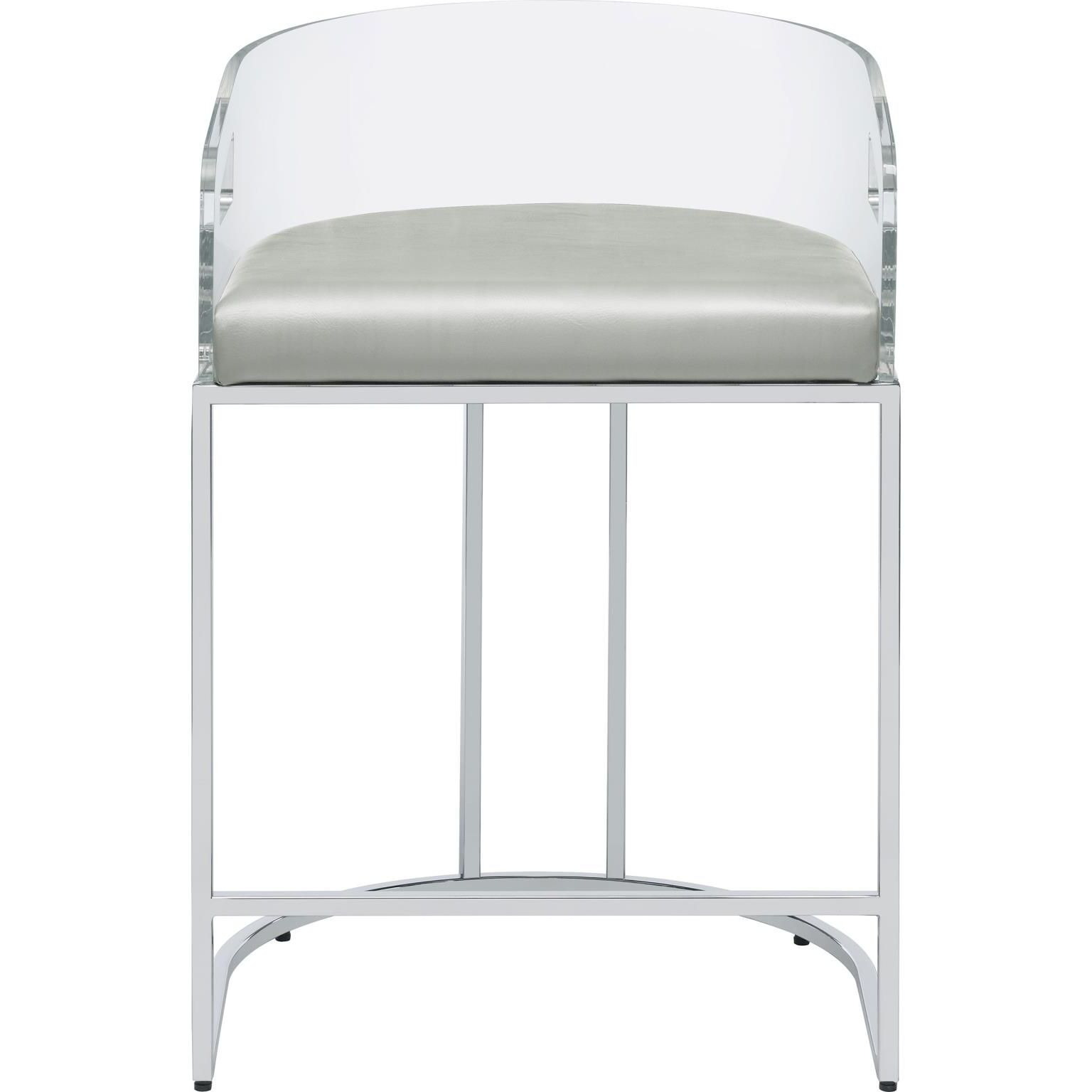 Grey And Chrome Acrylic Back Stools (Set Of 2)