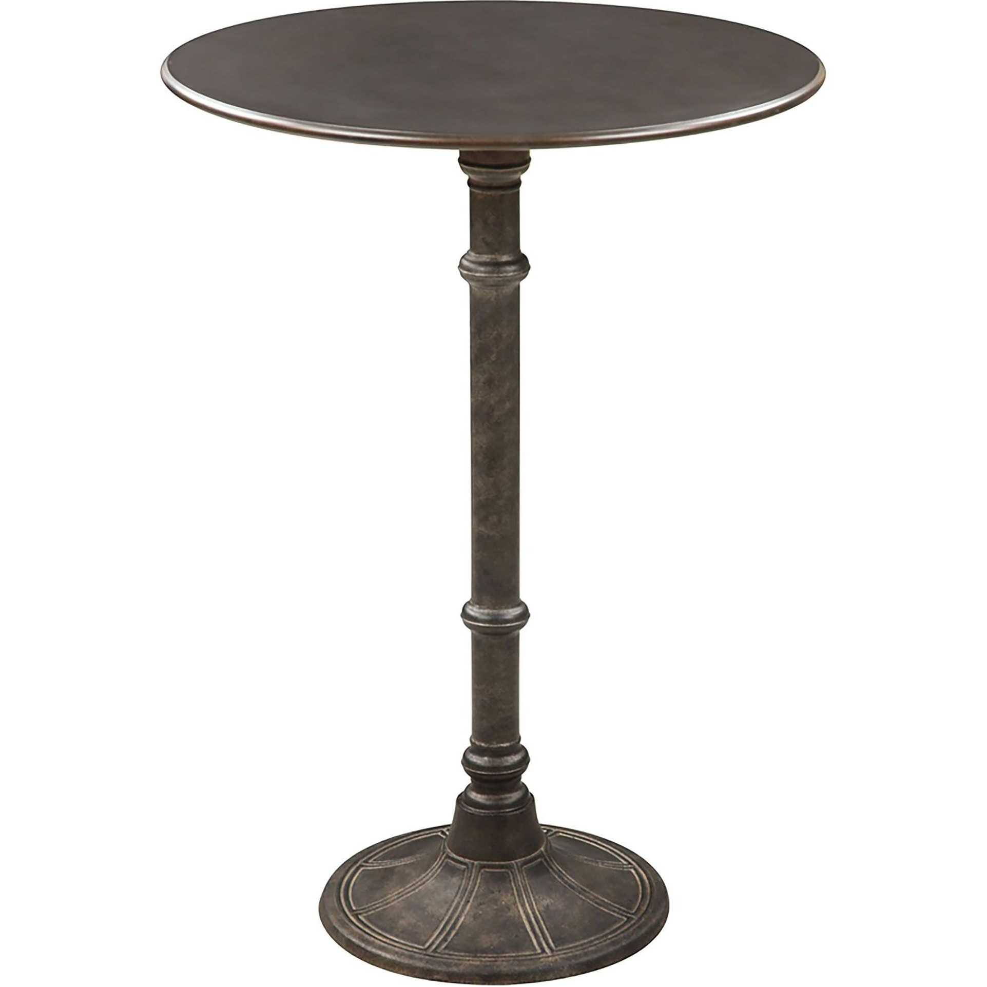 Rustic Dark Russet And Antique Bronze Round Bar Table