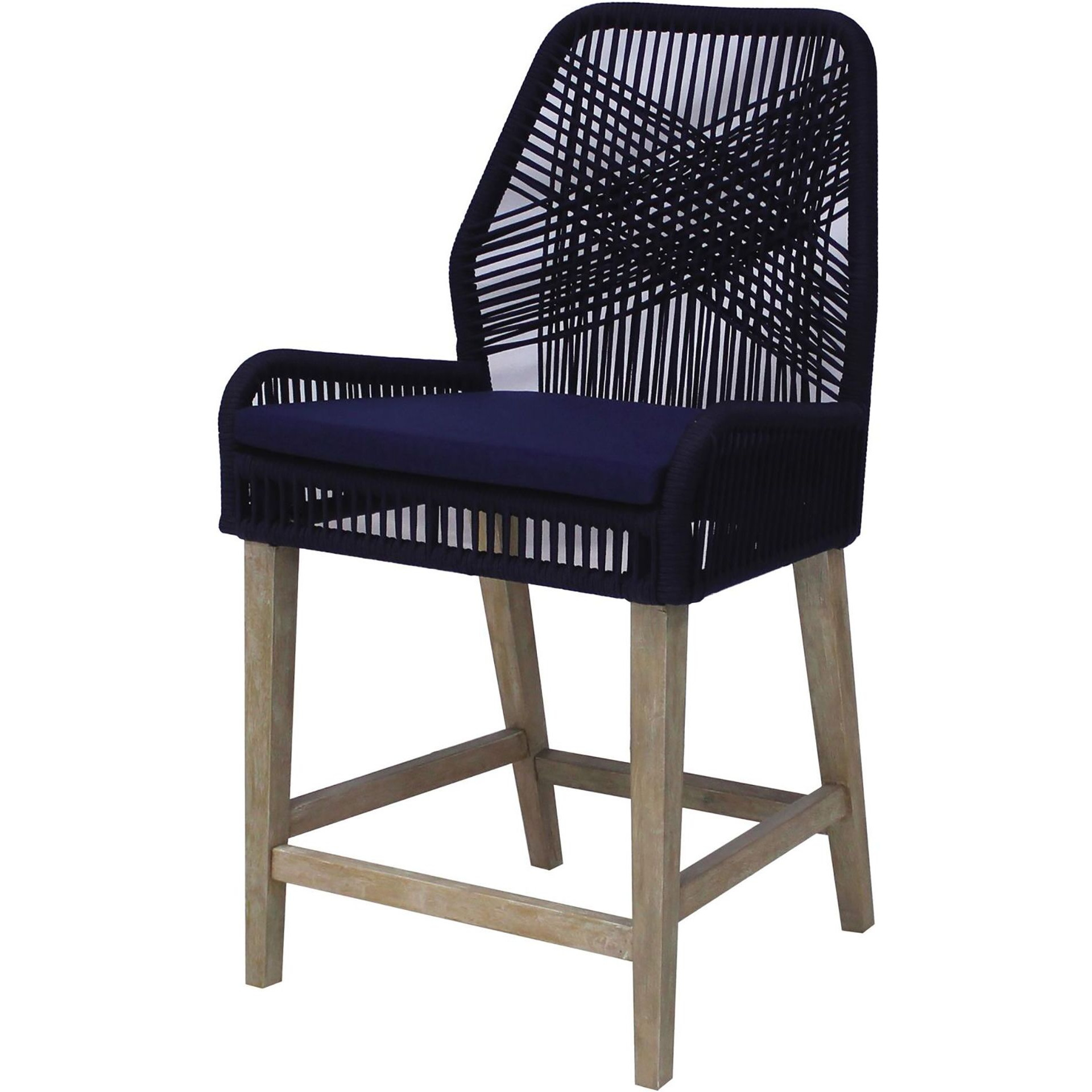 Dark Blue And Weathered Wash Counter Height Stools (Set Of 2)