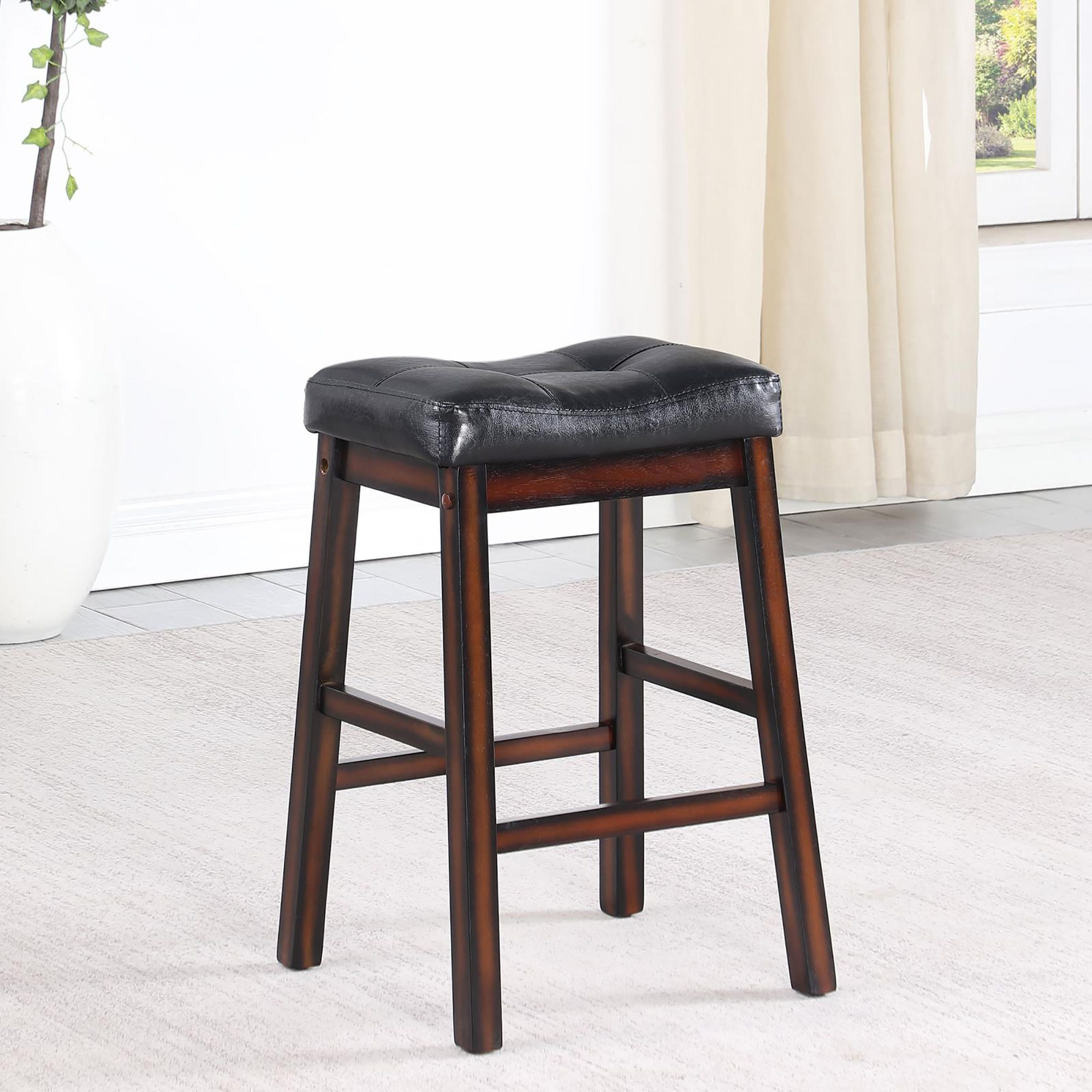 Black And Cappuccino Upholstered Counter Height Stools (Set Of 2)