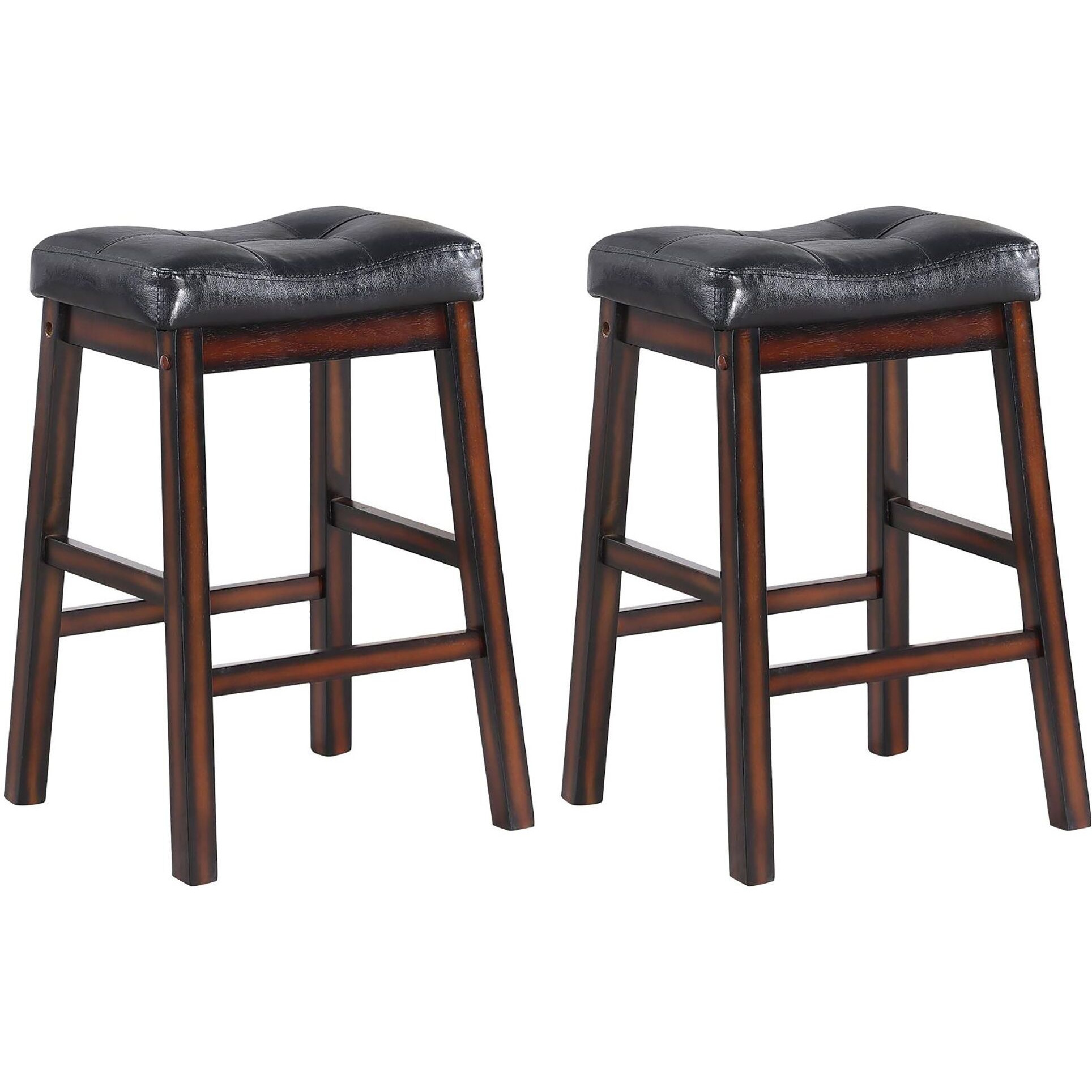Black And Cappuccino Upholstered Counter Height Stools (Set Of 2)