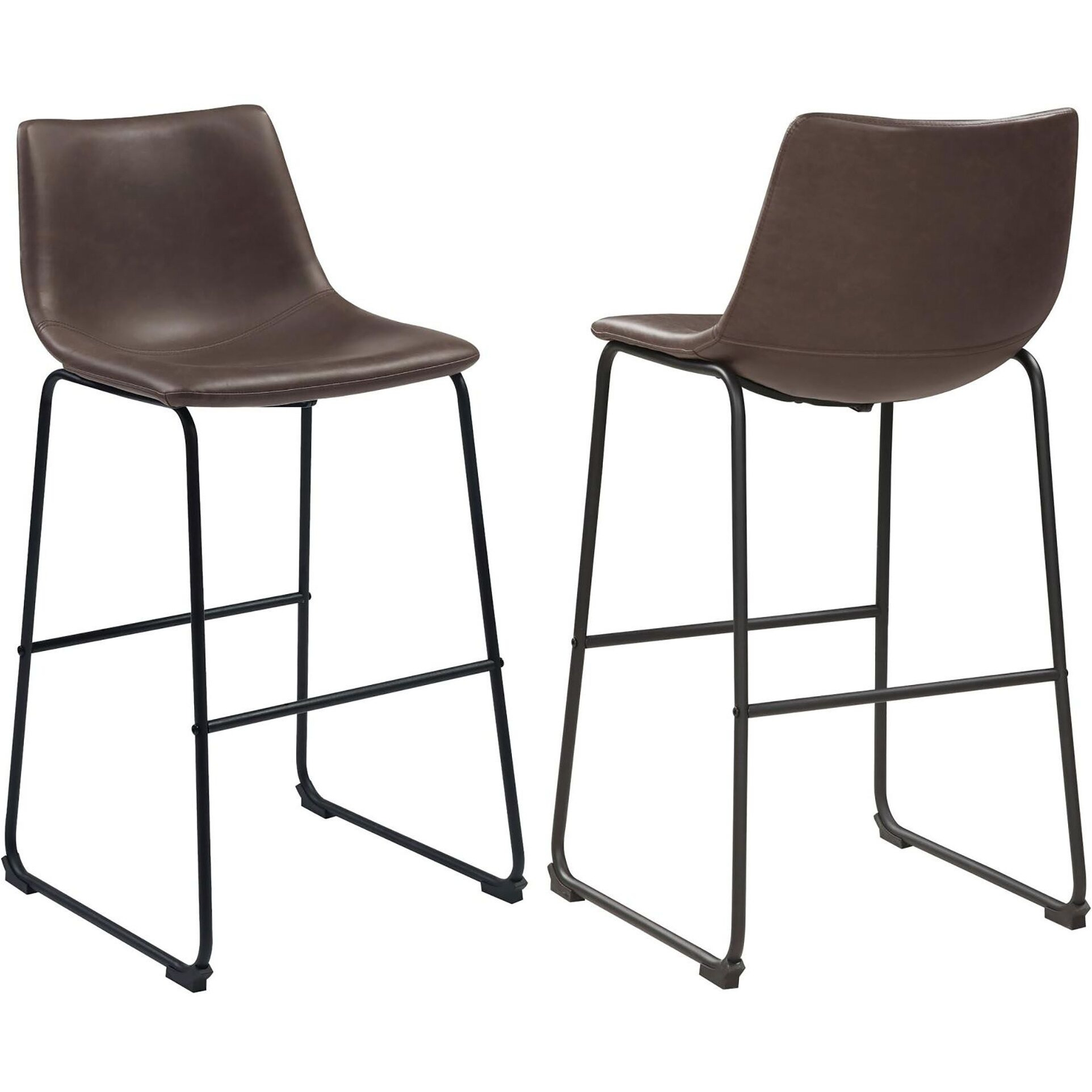 Brown And Black Armless Bar Stool (Set Of 2)