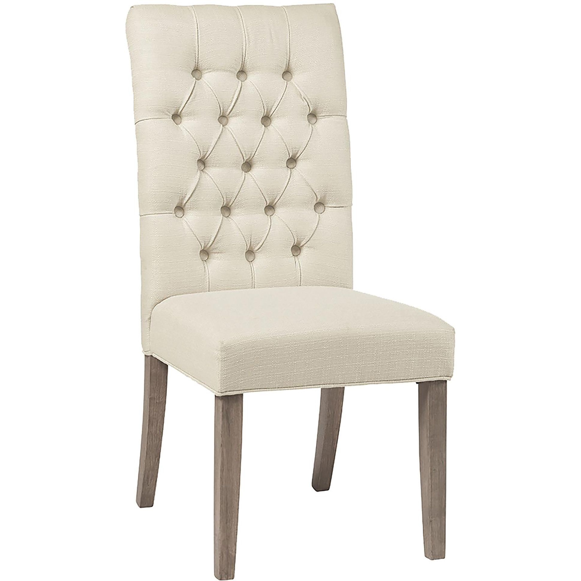 Oatmeal And Vineyard Oak Tufted Back Parson Chairs (Set Of 2)
