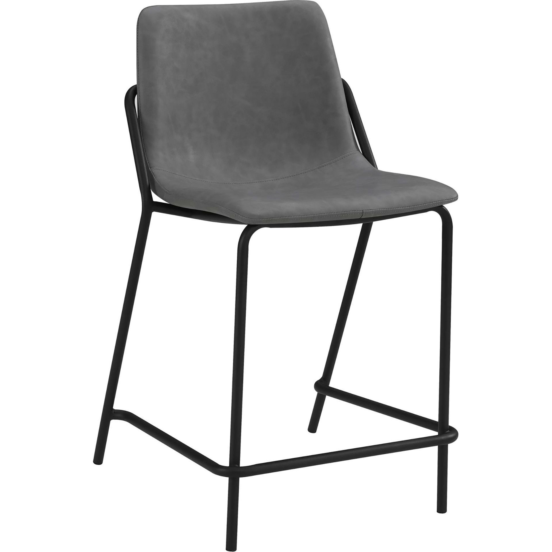 Grey And Black Counter Height Stools With Footrest (Set Of 2)