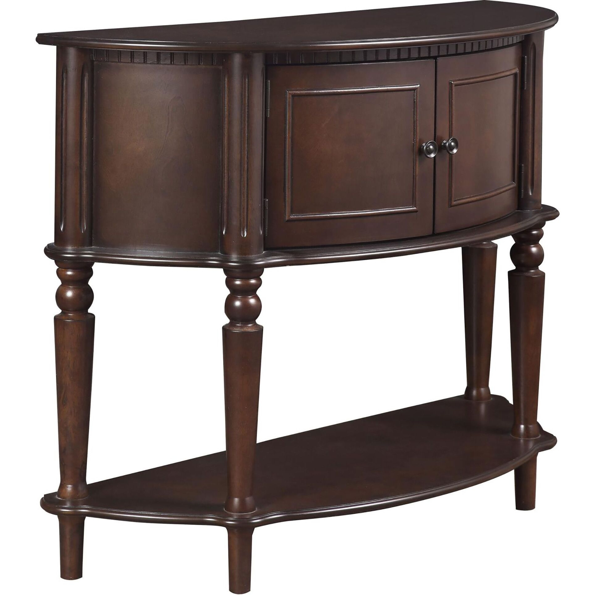 Brown Half Moon Console Table