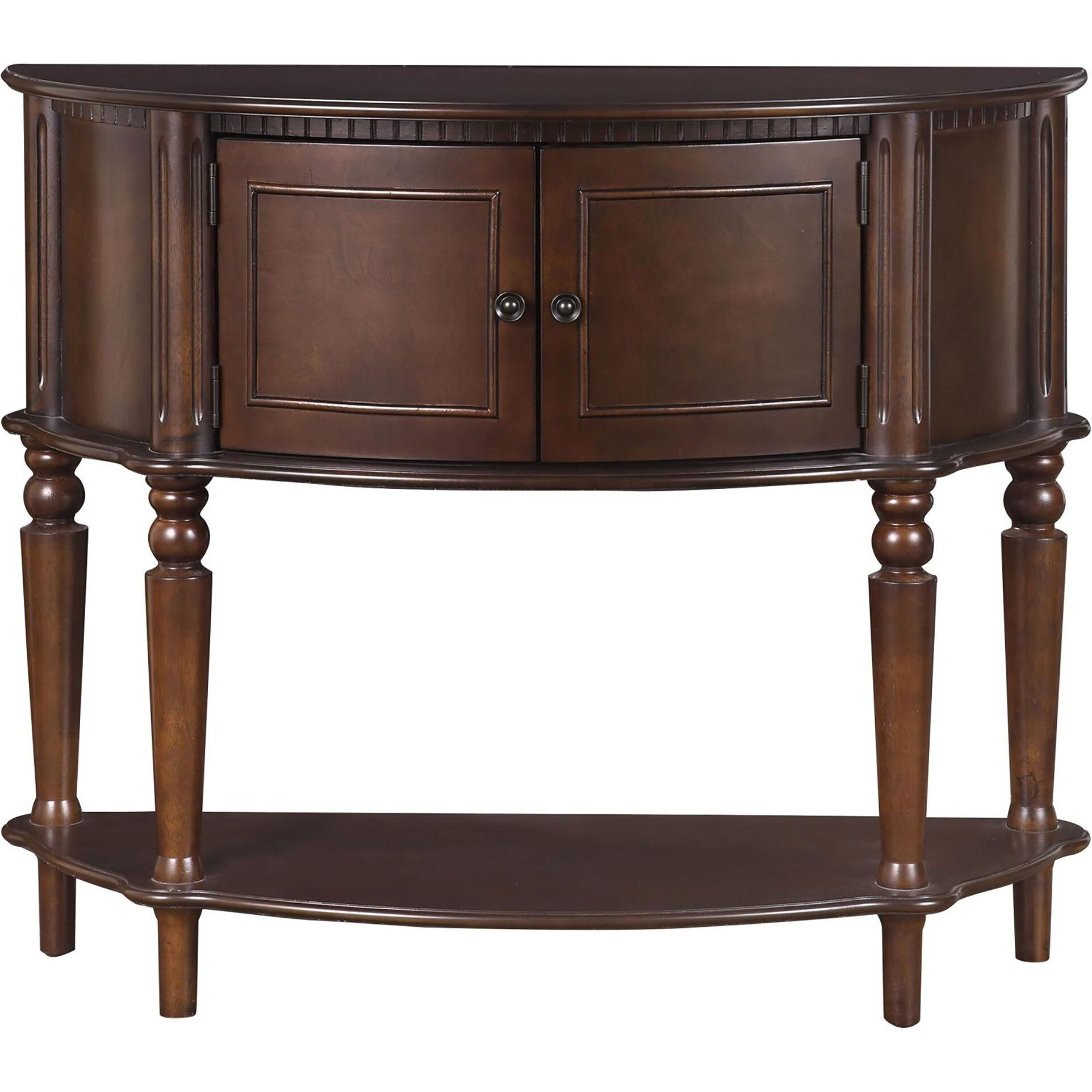 Brown Half Moon Console Table