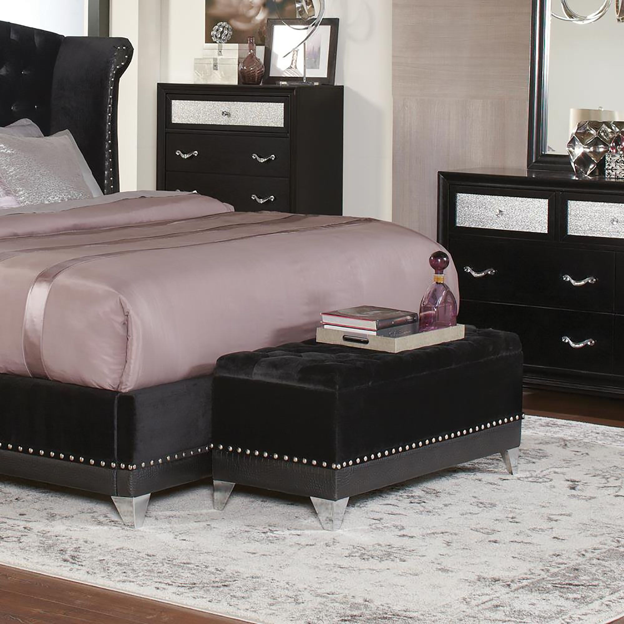 Black Tufted Trunk With Nailhead Trim