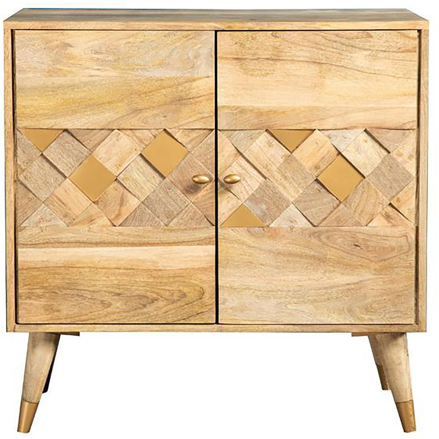 Natural Checkered 2-Door Accent Cabinet