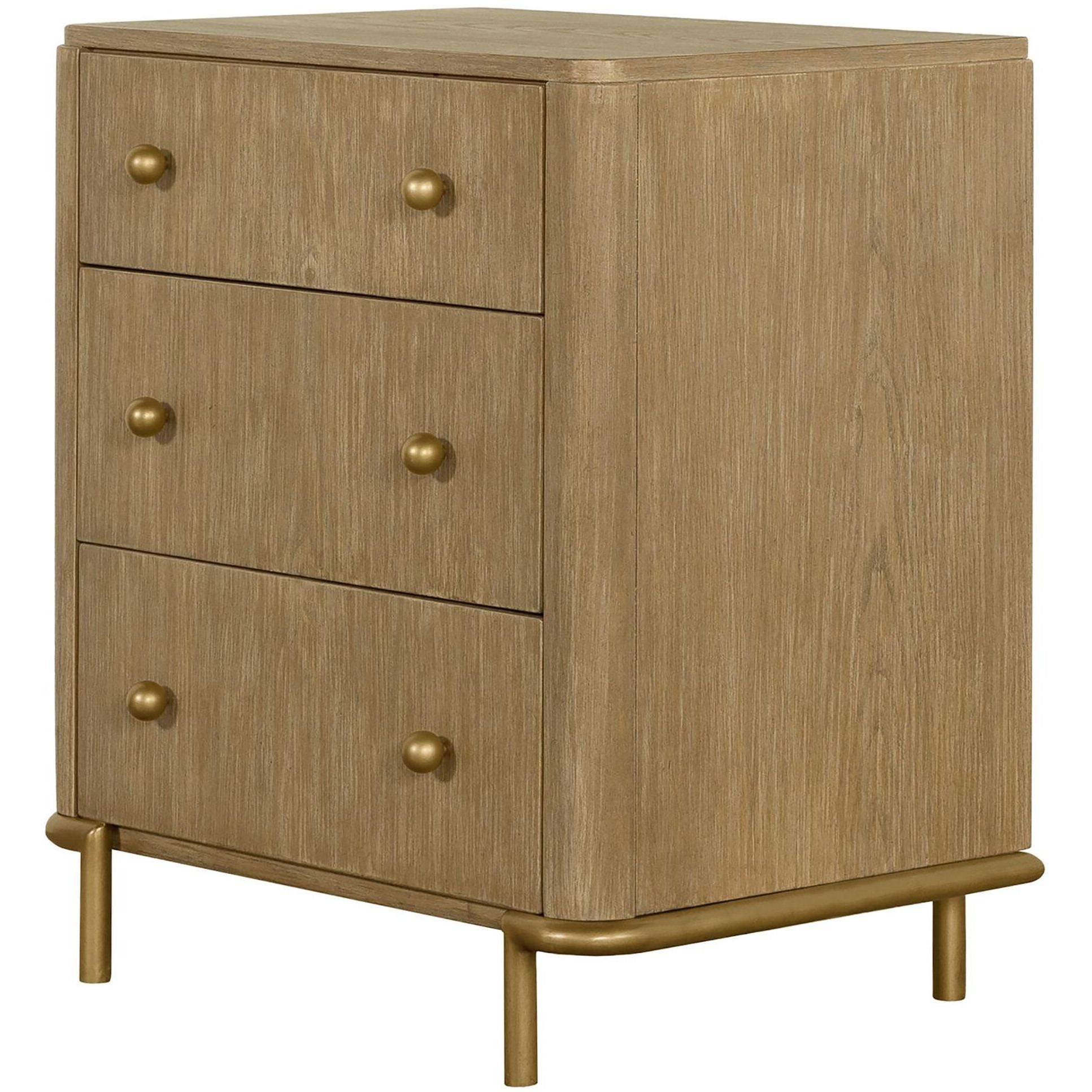 Sand Wash 3-Drawer Nightstand With Usb Ports