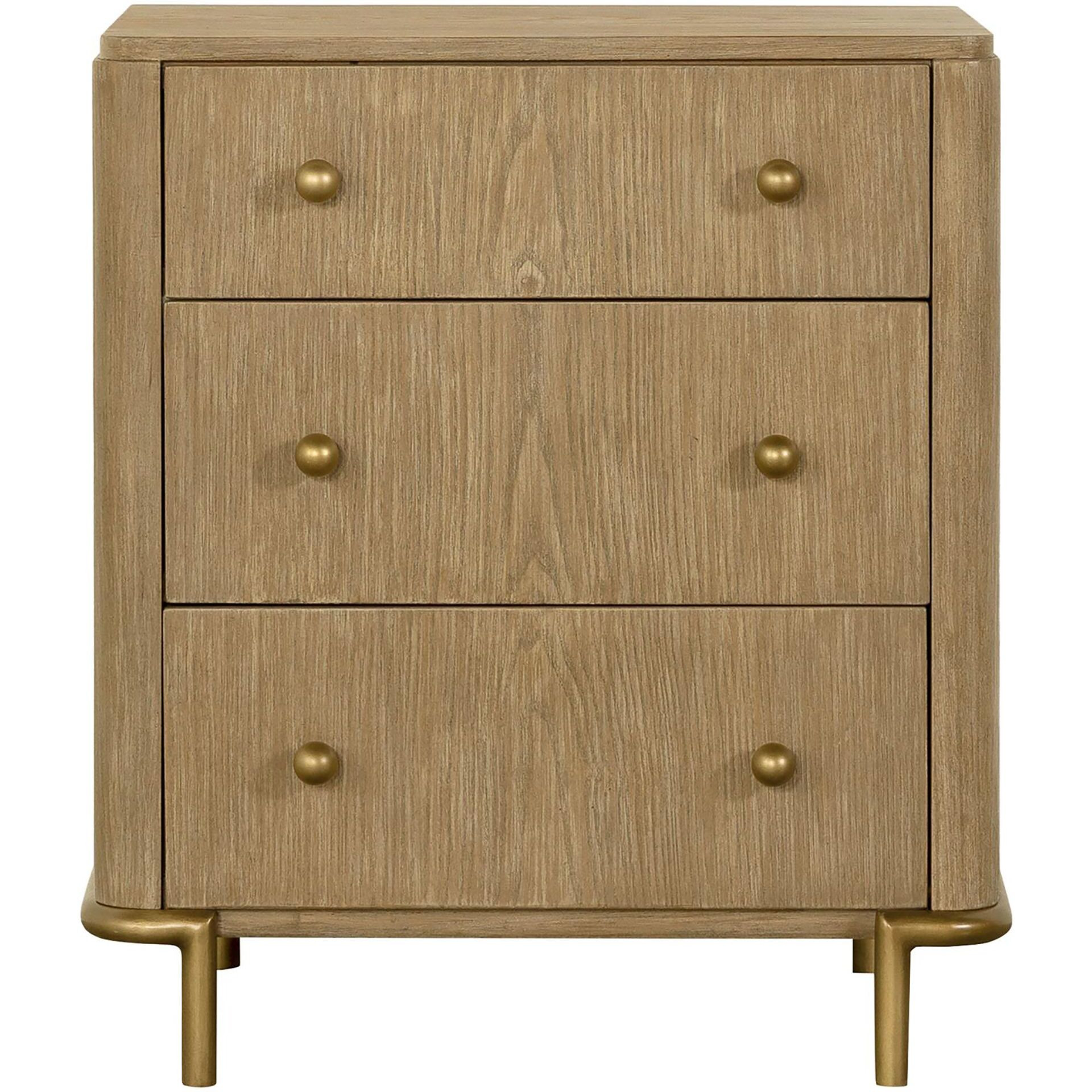 Sand Wash 3-Drawer Nightstand With Usb Ports