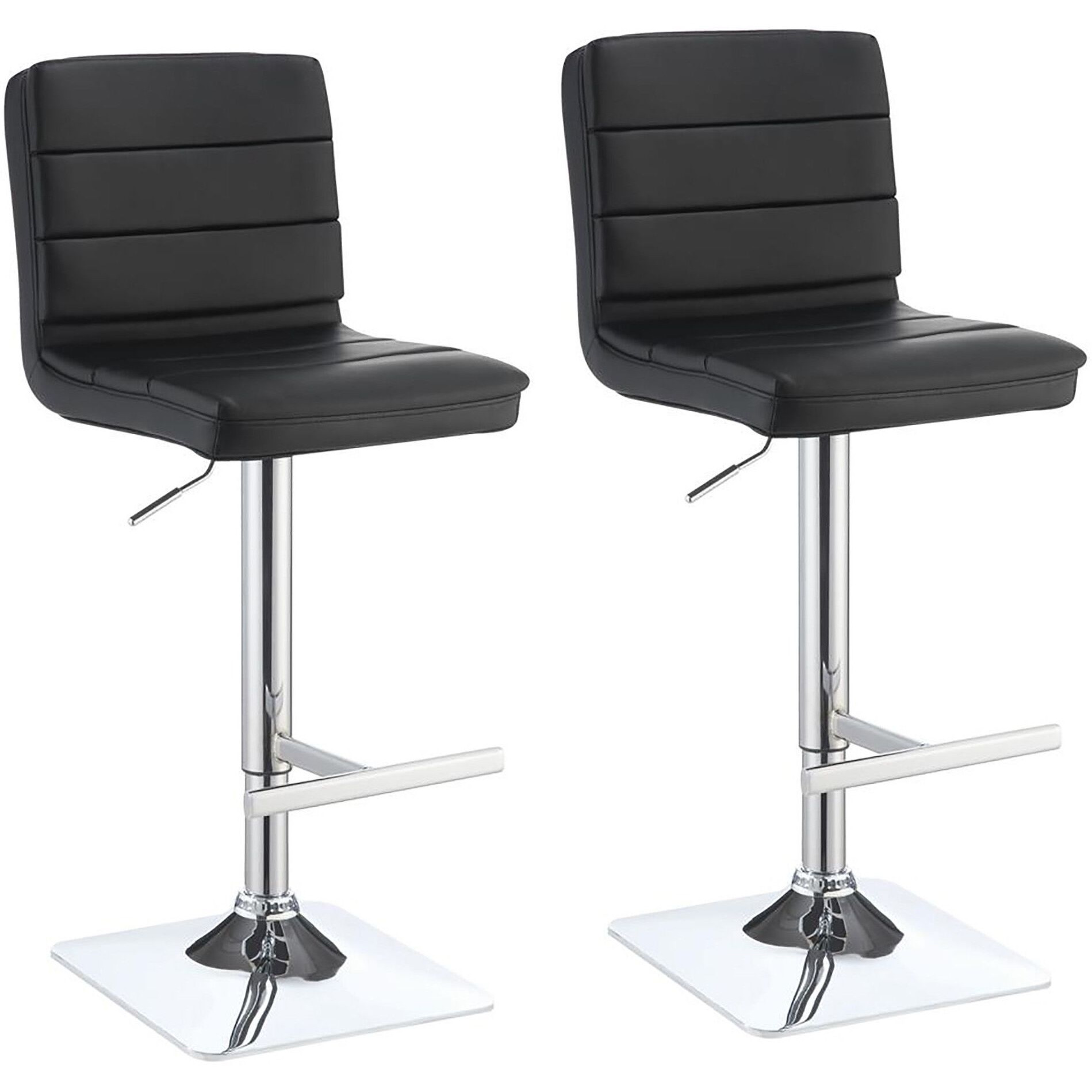 Black And Chrome Adjustable Bar Stool (Set Of 2)