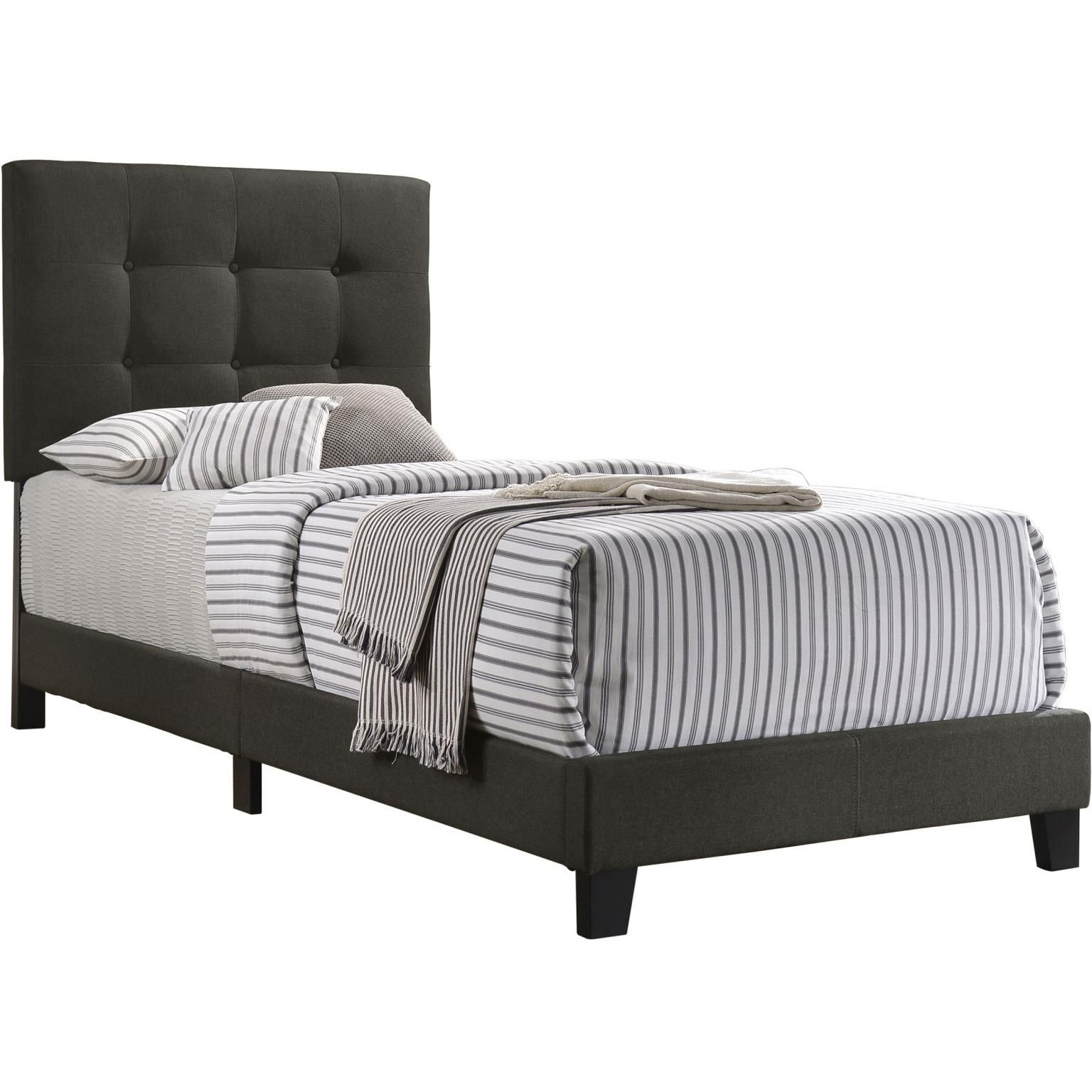 Charcoal Tufted Twin Panel Bed